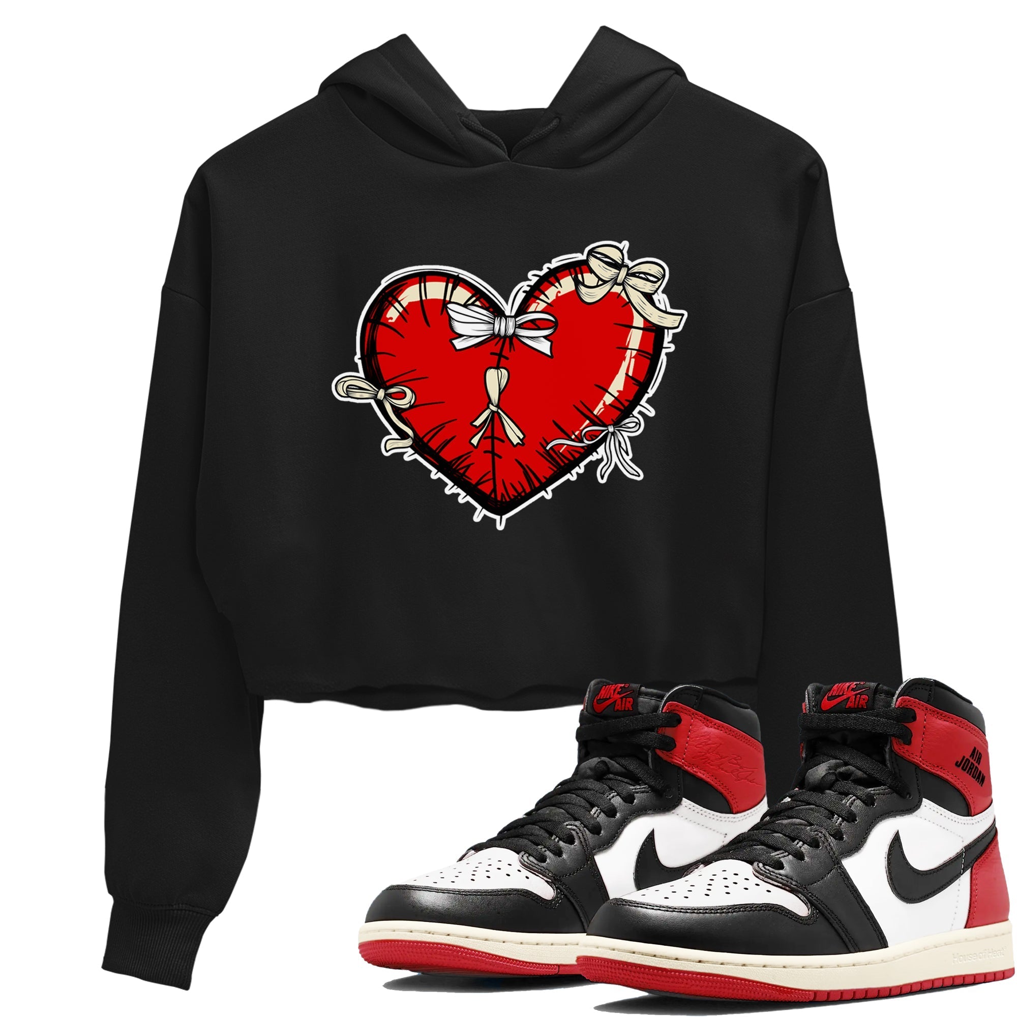 Heart with Ribbons snkmatch Women's Top - Air Jordan 1 Black Toe Reimagined