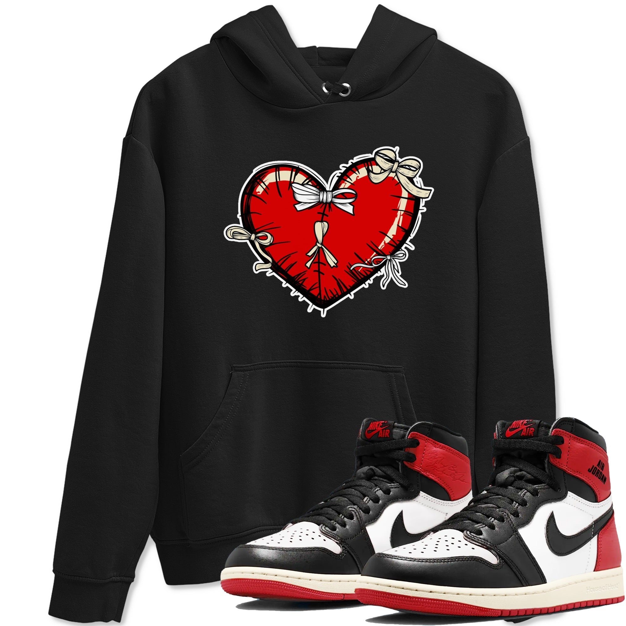 Heart with Ribbons snkmatch Tees - Air Jordan 1 Black Toe Reimagined