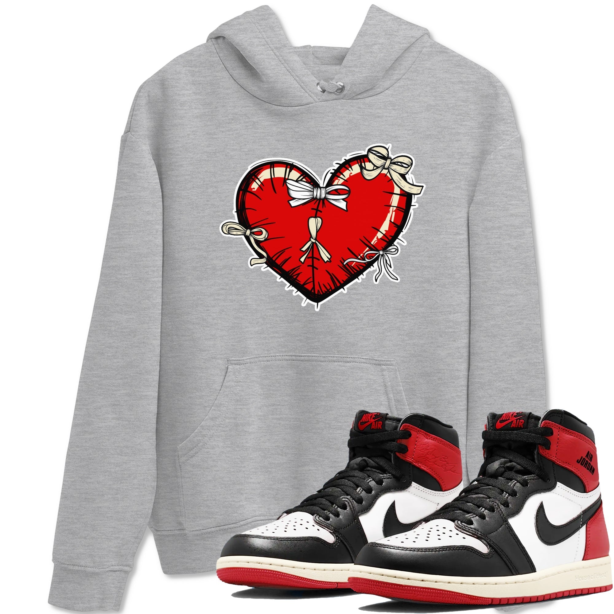 Heart with Ribbons snkmatch Tees - Air Jordan 1 Black Toe Reimagined