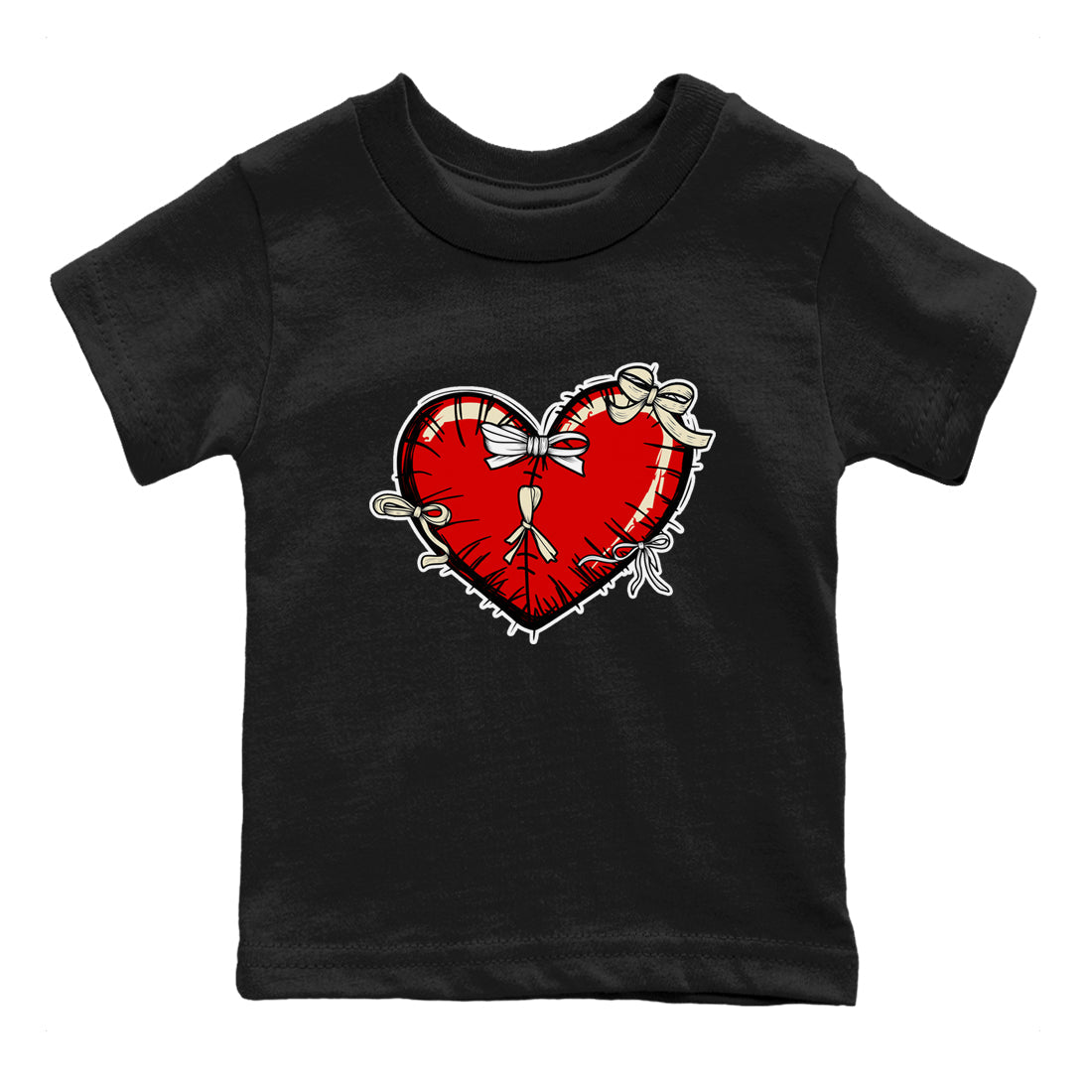 Heart with Ribbons snkmatch Tees Kids - Air Jordan 1 Black Toe Reimagined