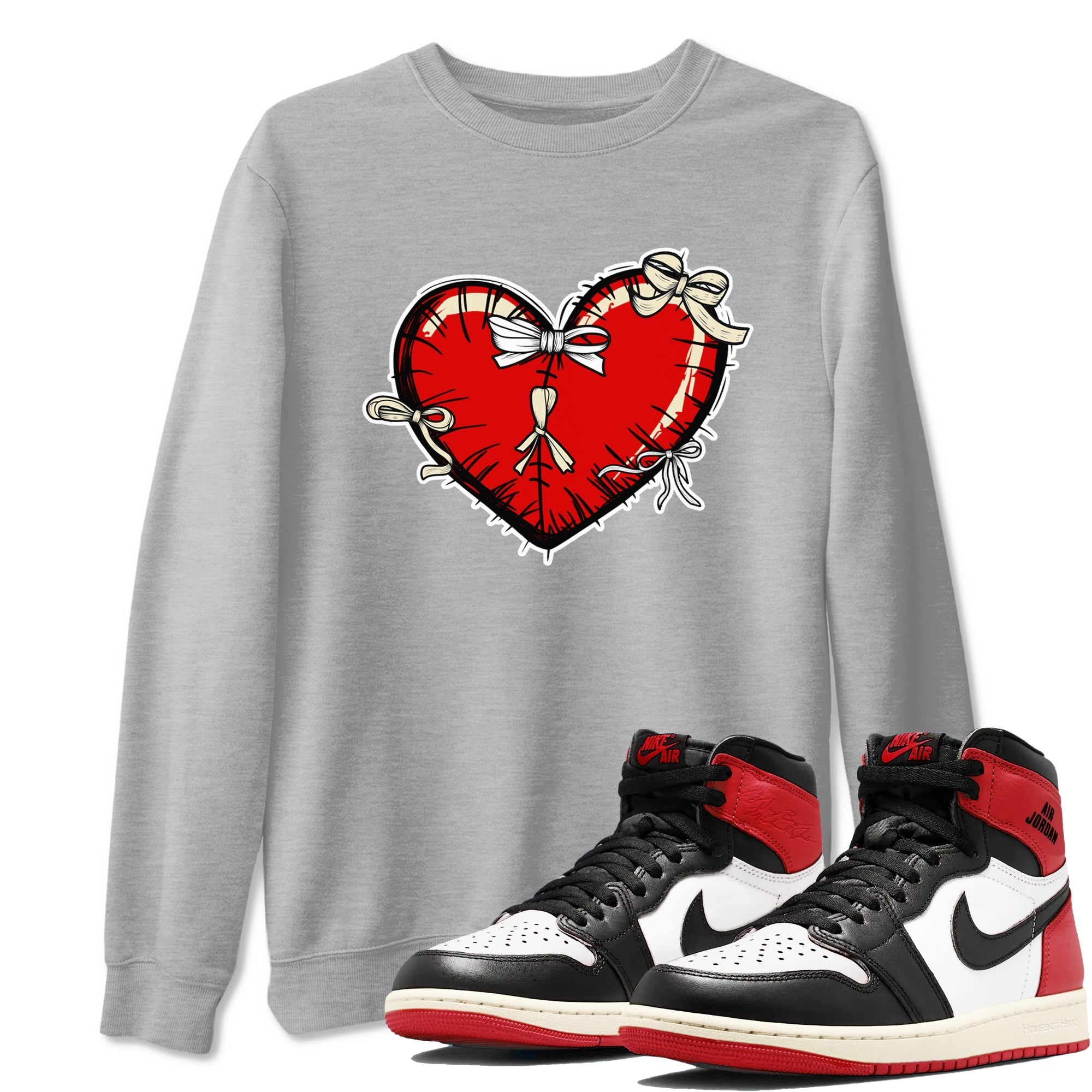 Heart with Ribbons snkmatch Tees - Air Jordan 1 Black Toe Reimagined