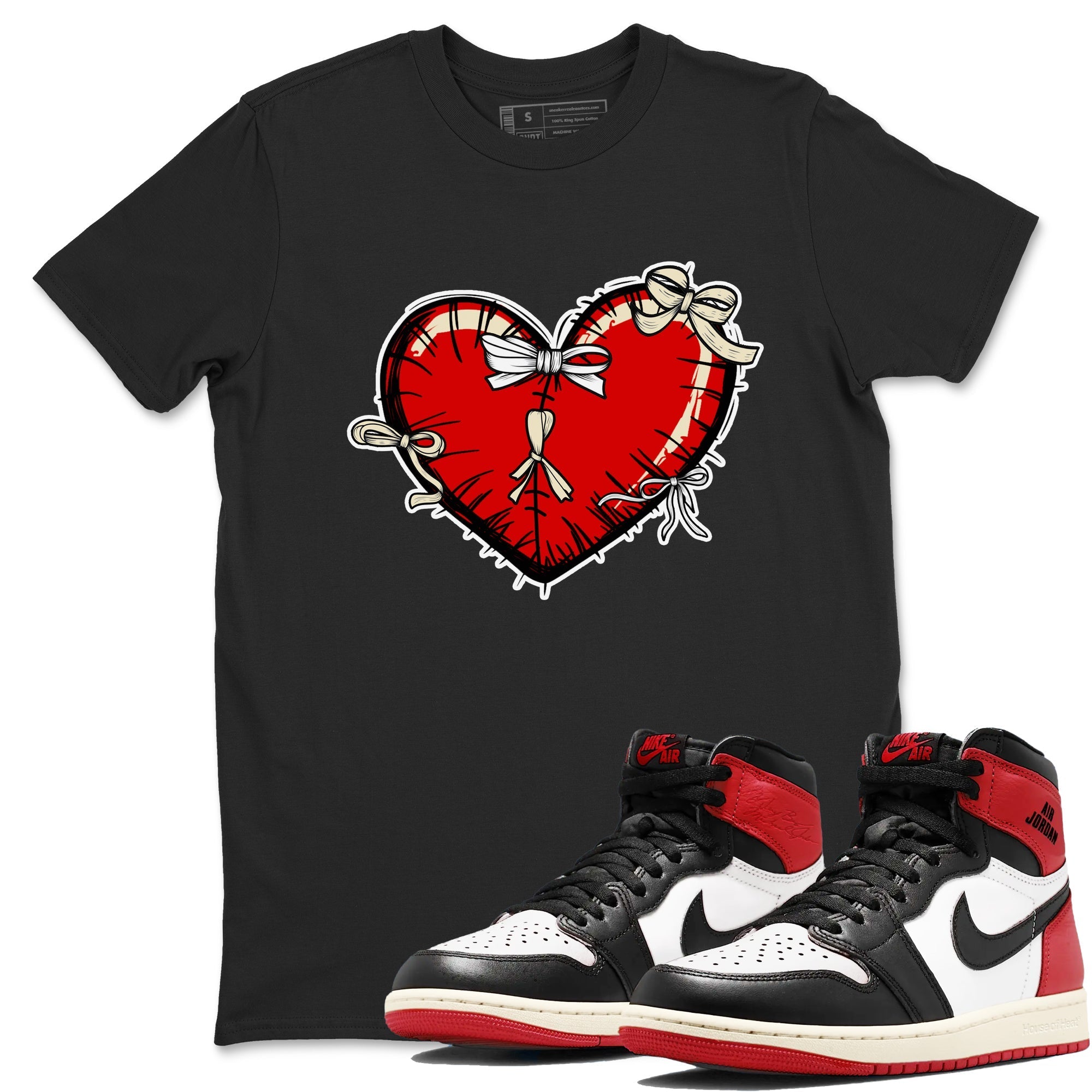 Heart with Ribbons snkmatch Tees - Air Jordan 1 Black Toe Reimagined