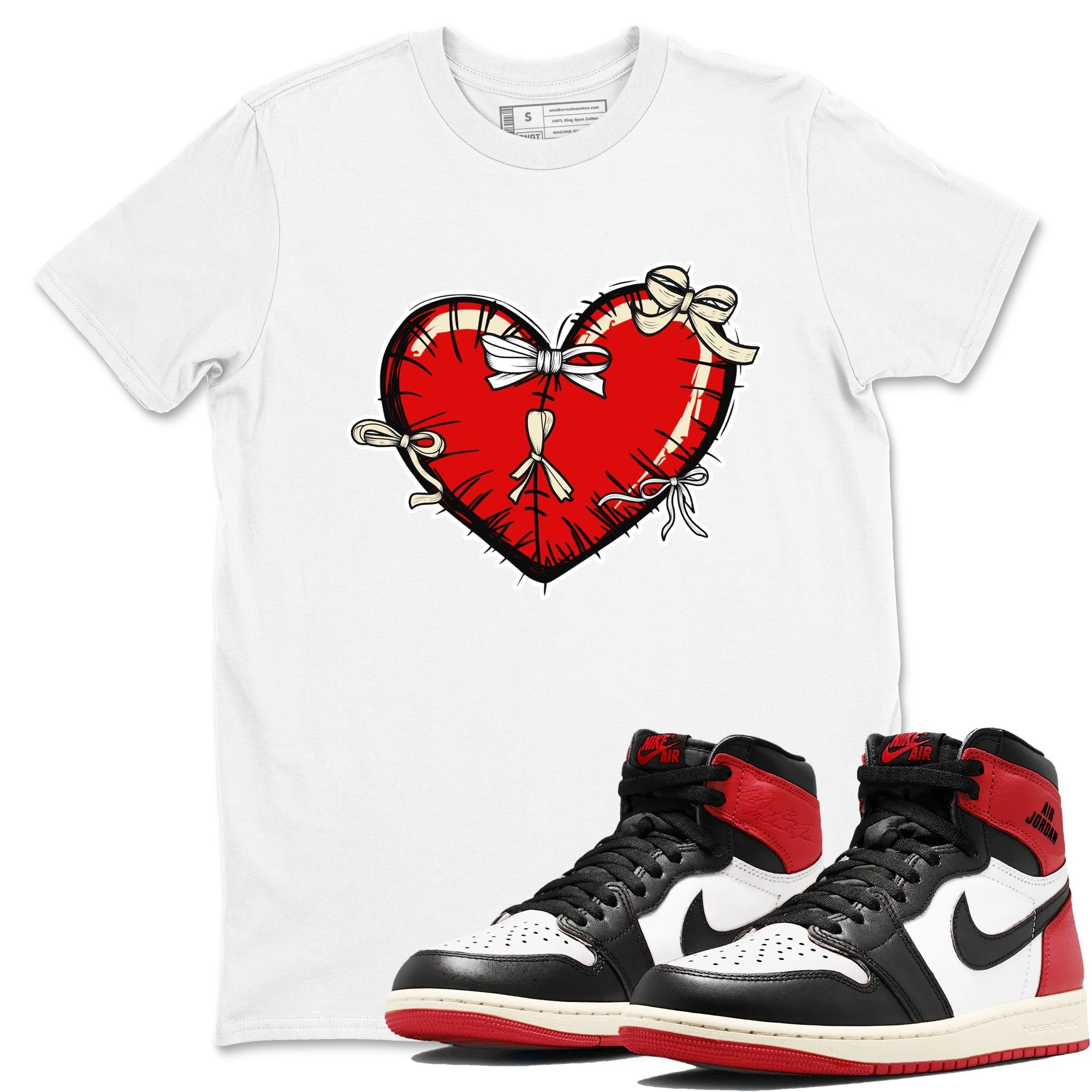 Heart with Ribbons snkmatch Tees - Air Jordan 1 Black Toe Reimagined