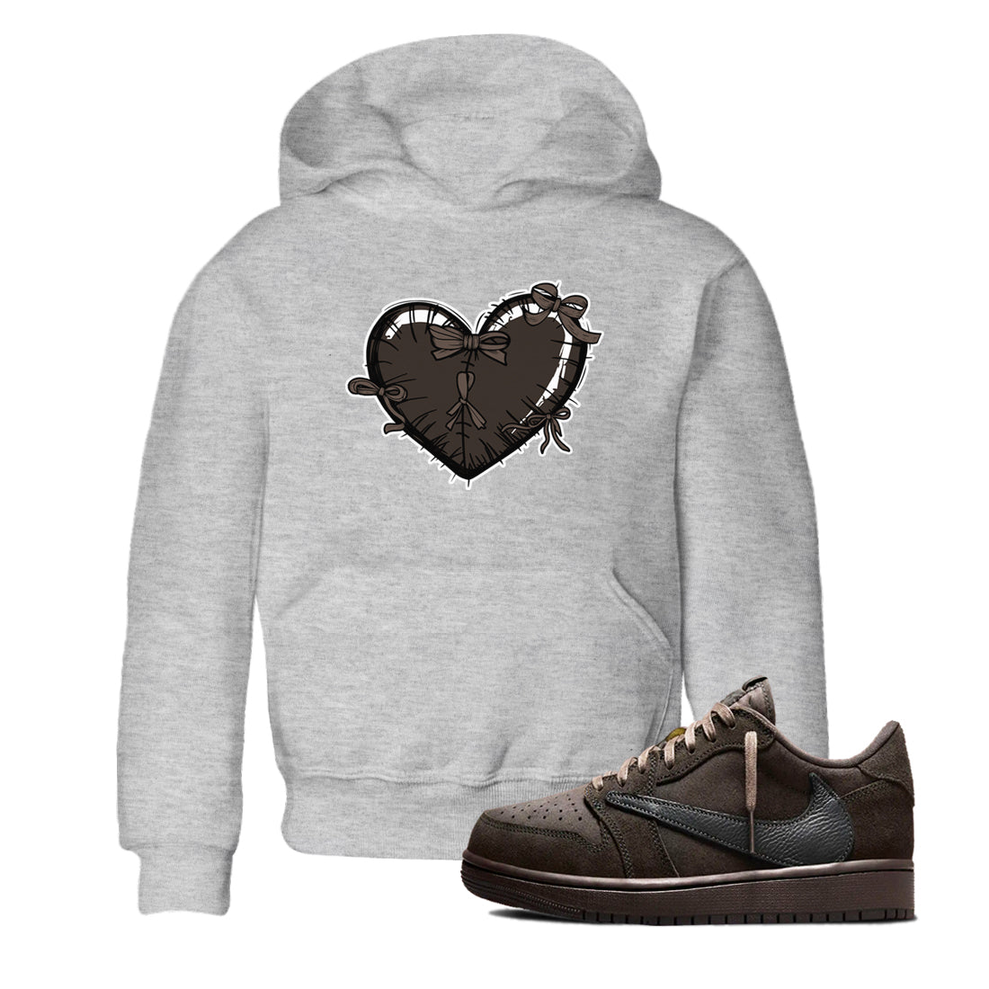 Heart with Ribbons snkmatch Tees Kids - Air Jordan 1 Travis Scott Velvet Brown
