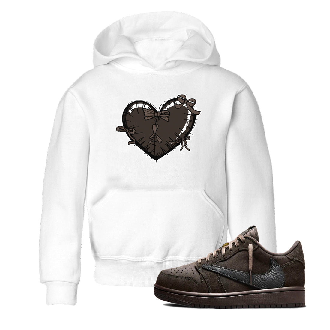 Heart with Ribbons snkmatch Tees Kids - Air Jordan 1 Travis Scott Velvet Brown