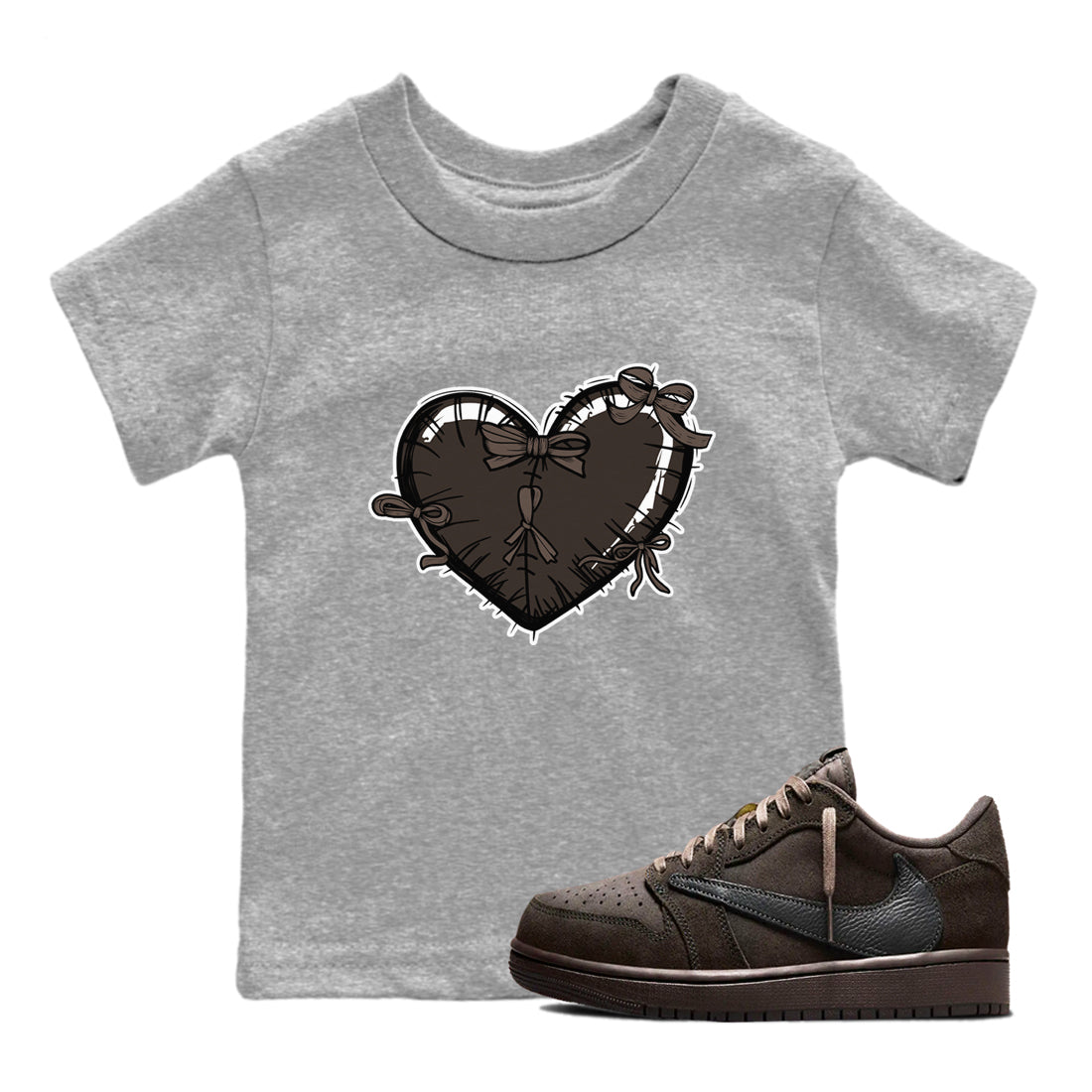 Heart with Ribbons snkmatch Tees Kids - Air Jordan 1 Travis Scott Velvet Brown