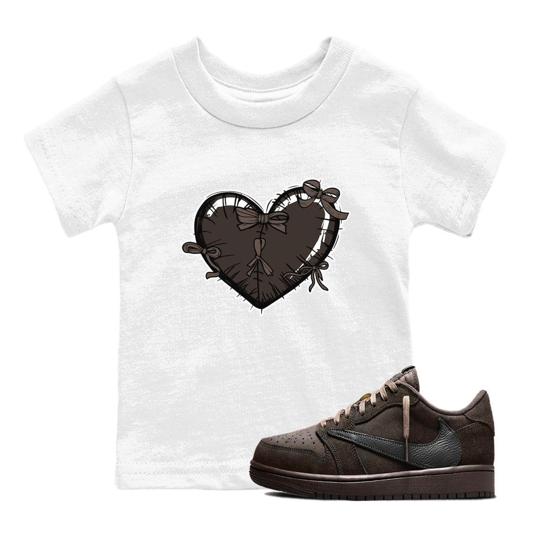 Heart with Ribbons snkmatch Tees Kids - Air Jordan 1 Travis Scott Velvet Brown