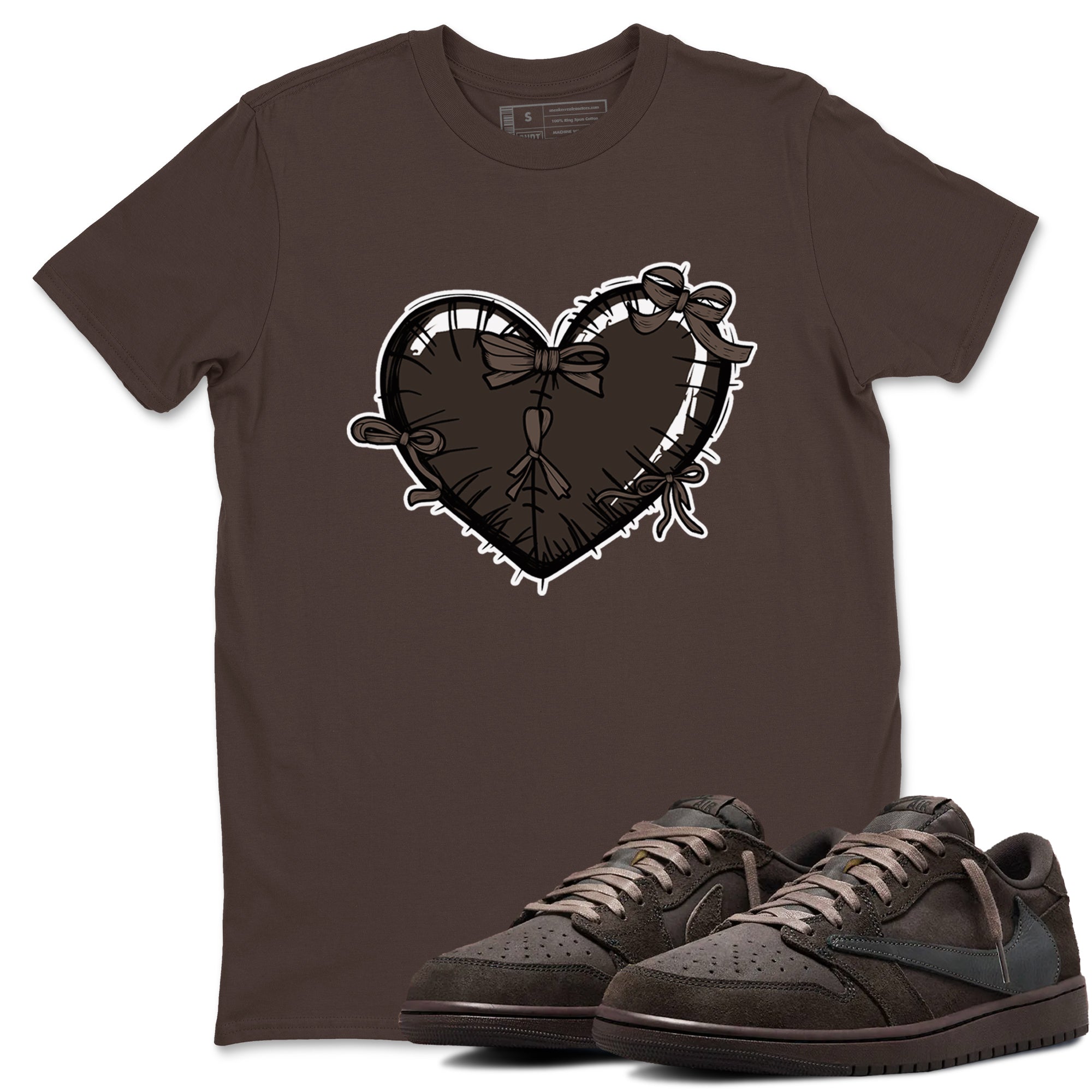Heart with Ribbons snkmatch Tees - Air Jordan 1 Travis Scott Velvet Brown
