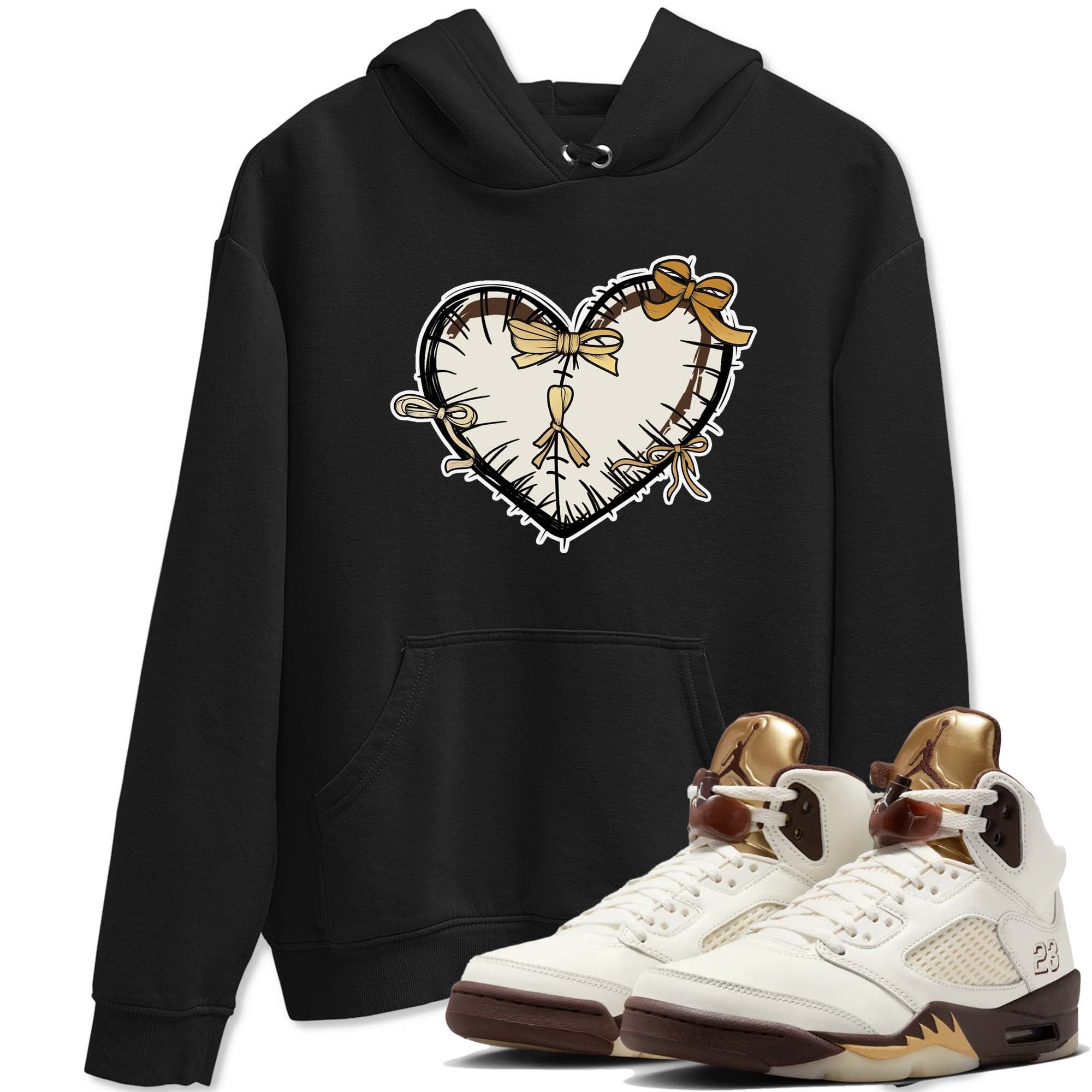 Heart With Ribbons snkmatch Tees - Air Jordan 5 Golden Ticket