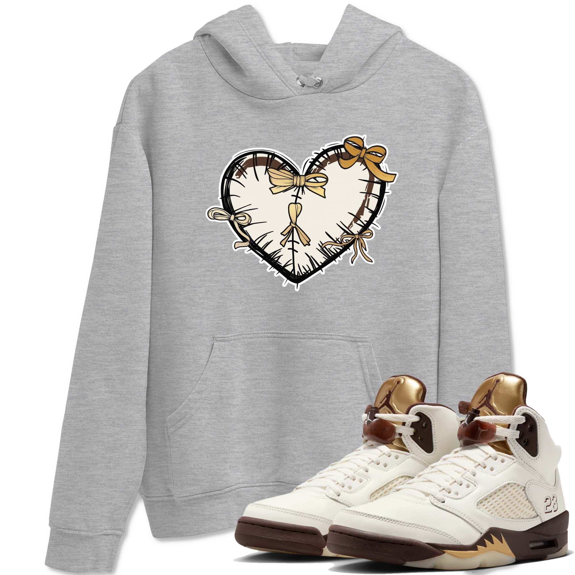 Heart With Ribbons snkmatch Tees - Air Jordan 5 Golden Ticket