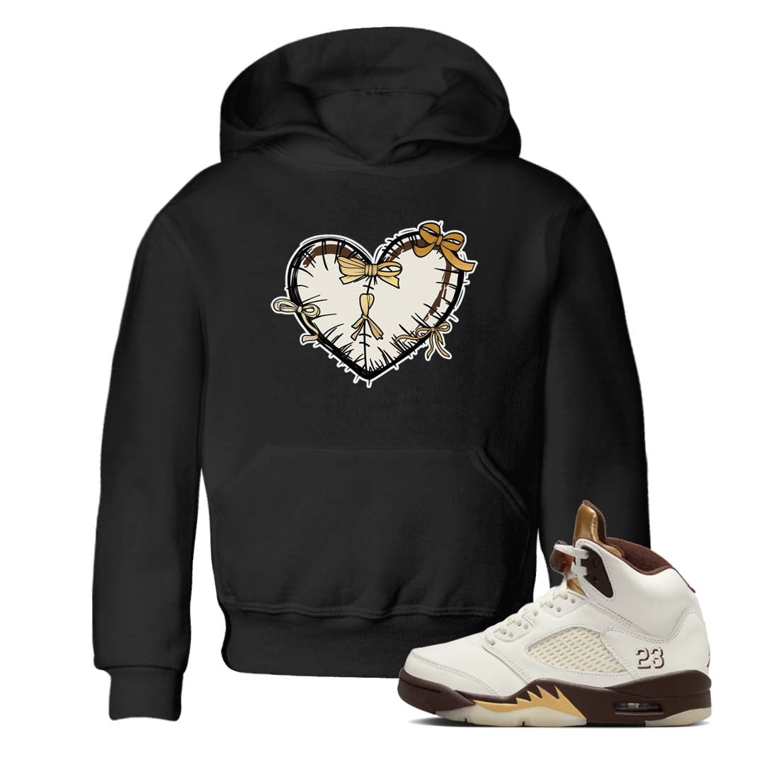 Heart With Ribbons snkmatch Tees Kids - Air Jordan 5 Golden Ticket