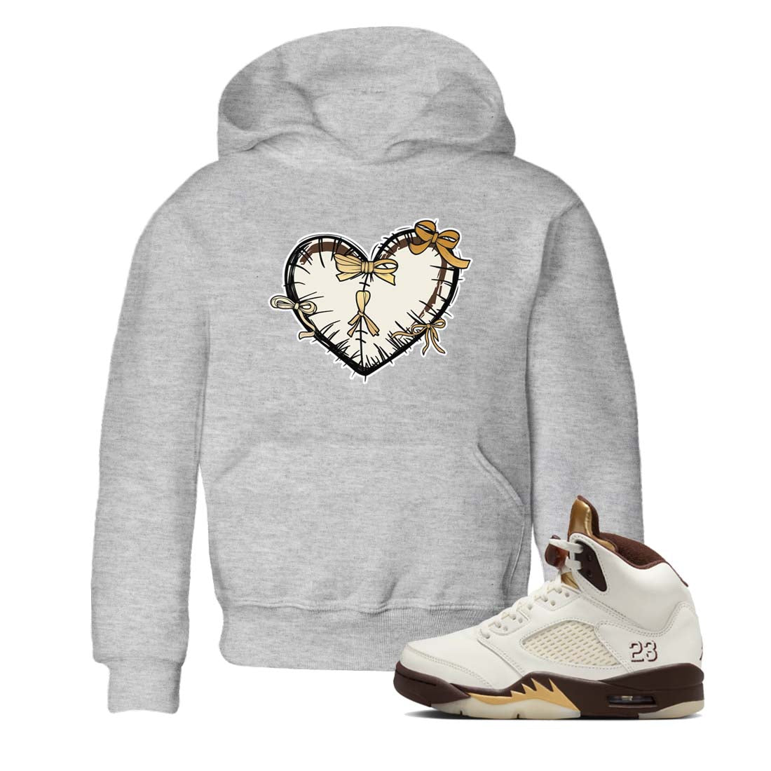 Heart With Ribbons snkmatch Tees Kids - Air Jordan 5 Golden Ticket