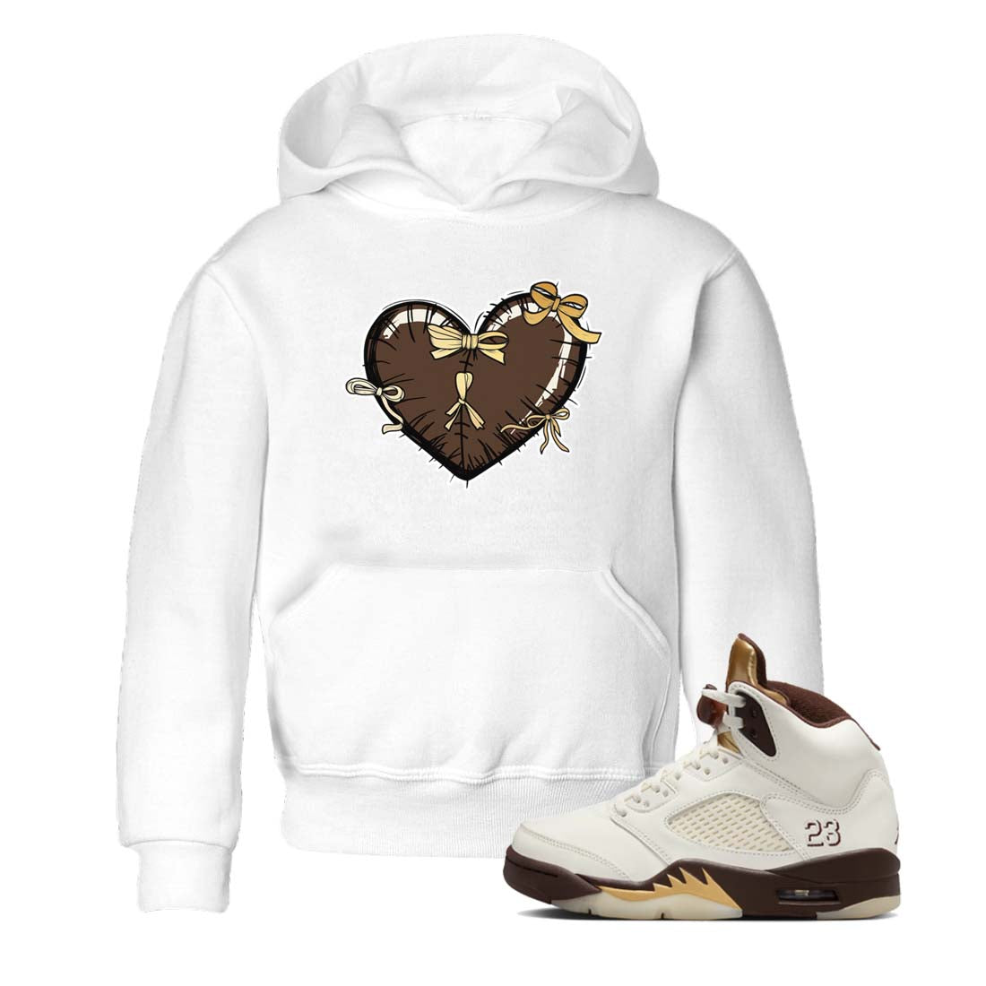 Heart With Ribbons snkmatch Tees Kids - Air Jordan 5 Golden Ticket