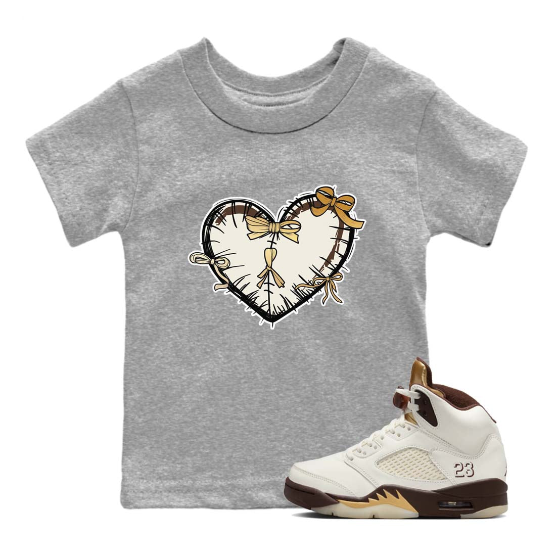 Heart With Ribbons snkmatch Tees Kids - Air Jordan 5 Golden Ticket