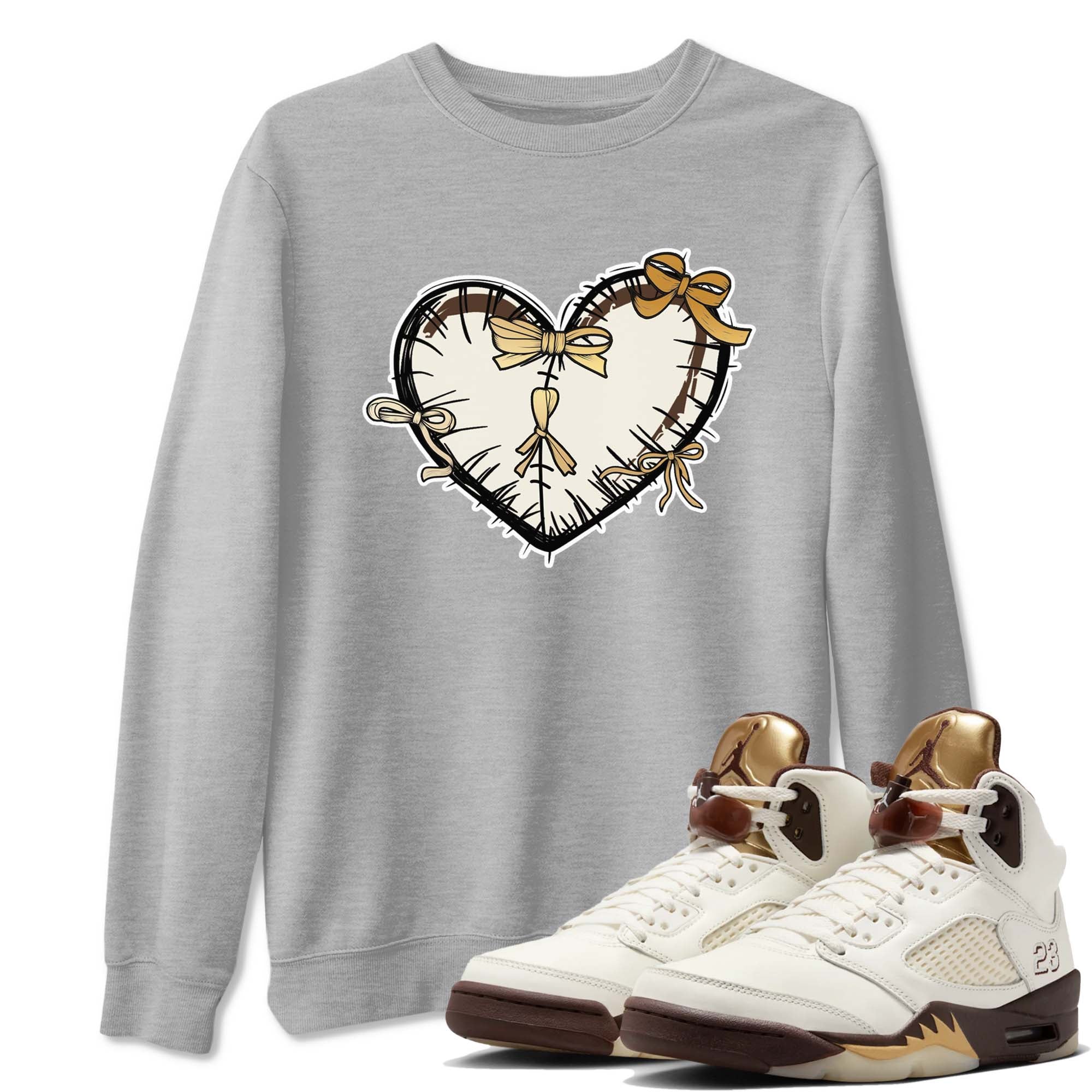 Heart With Ribbons snkmatch Tees - Air Jordan 5 Golden Ticket
