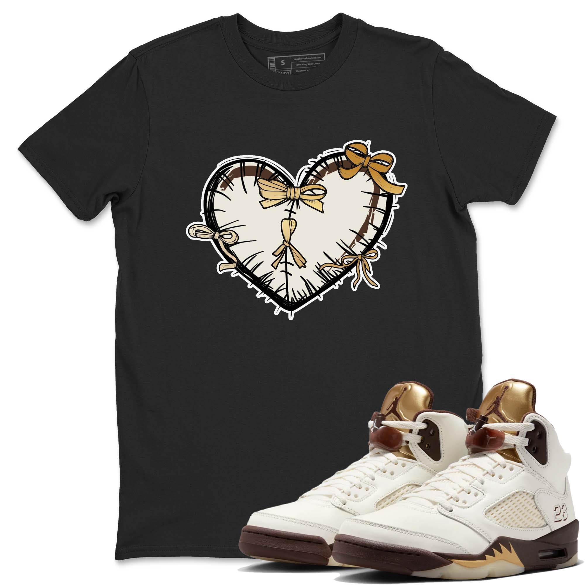 Heart With Ribbons snkmatch Tees - Air Jordan 5 Golden Ticket