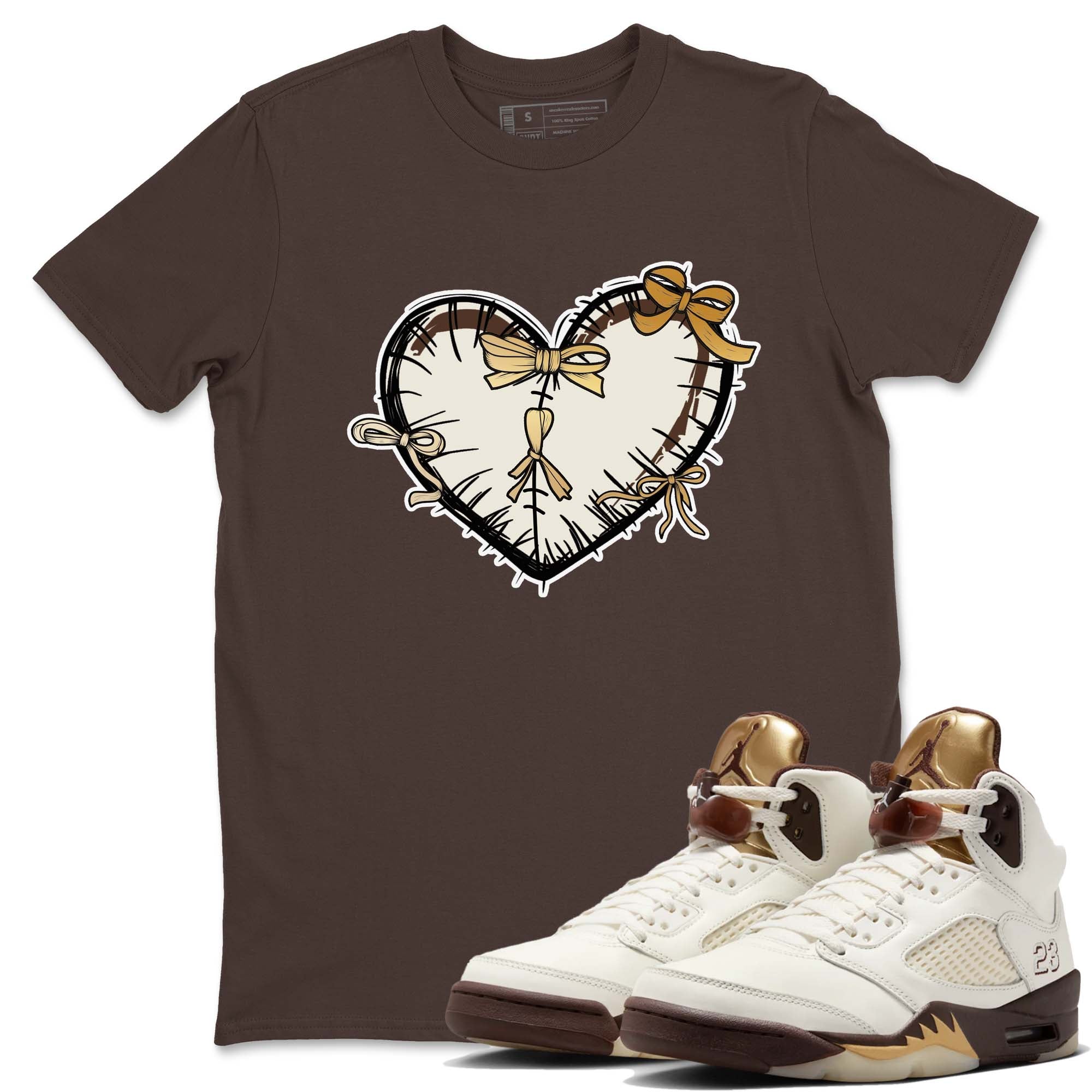 Heart With Ribbons snkmatch Tees - Air Jordan 5 Golden Ticket