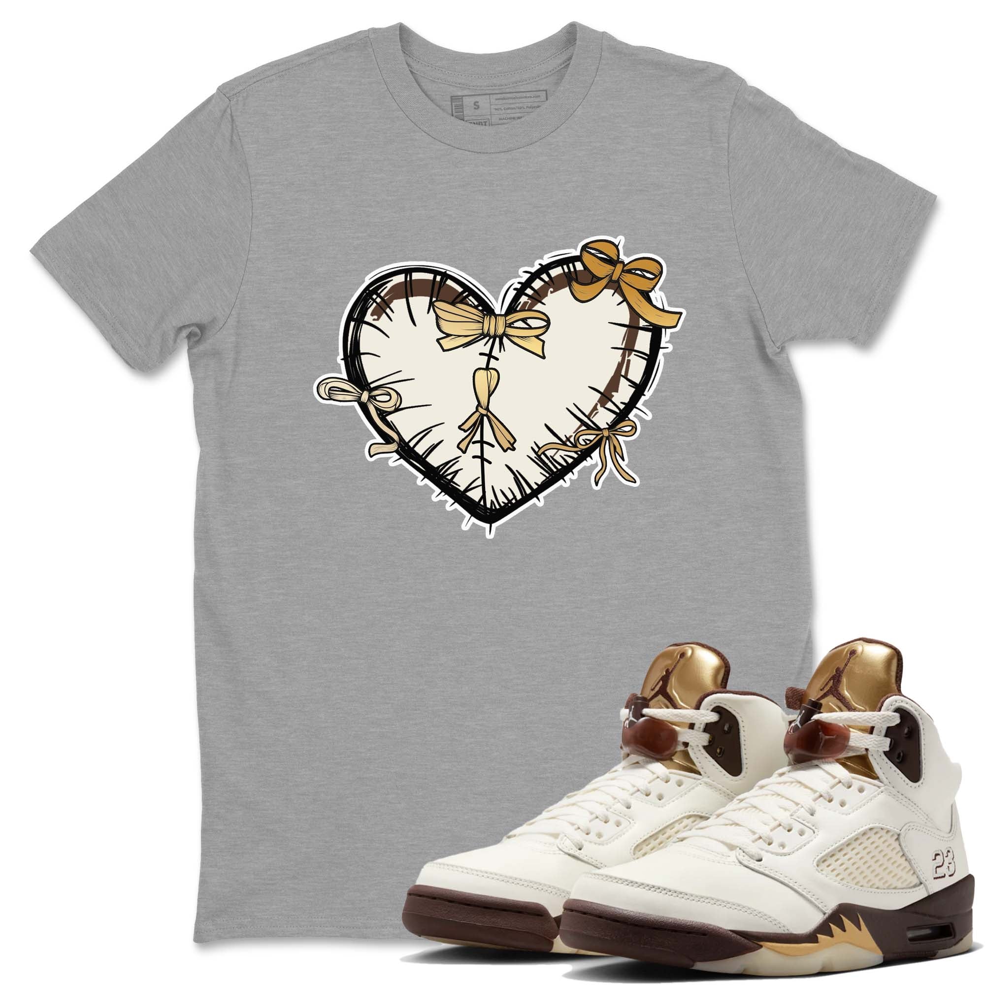 Heart With Ribbons snkmatch Tees - Air Jordan 5 Golden Ticket