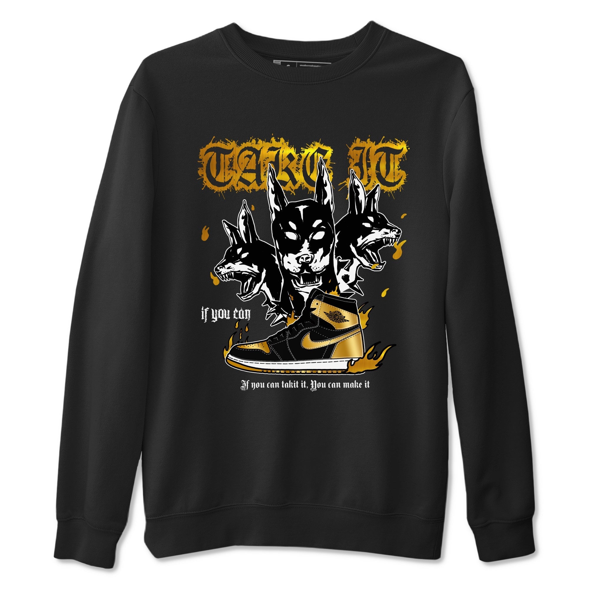 Hell Hounds snkmatch Tees - Air Jordan 1 Black Metallic Gold