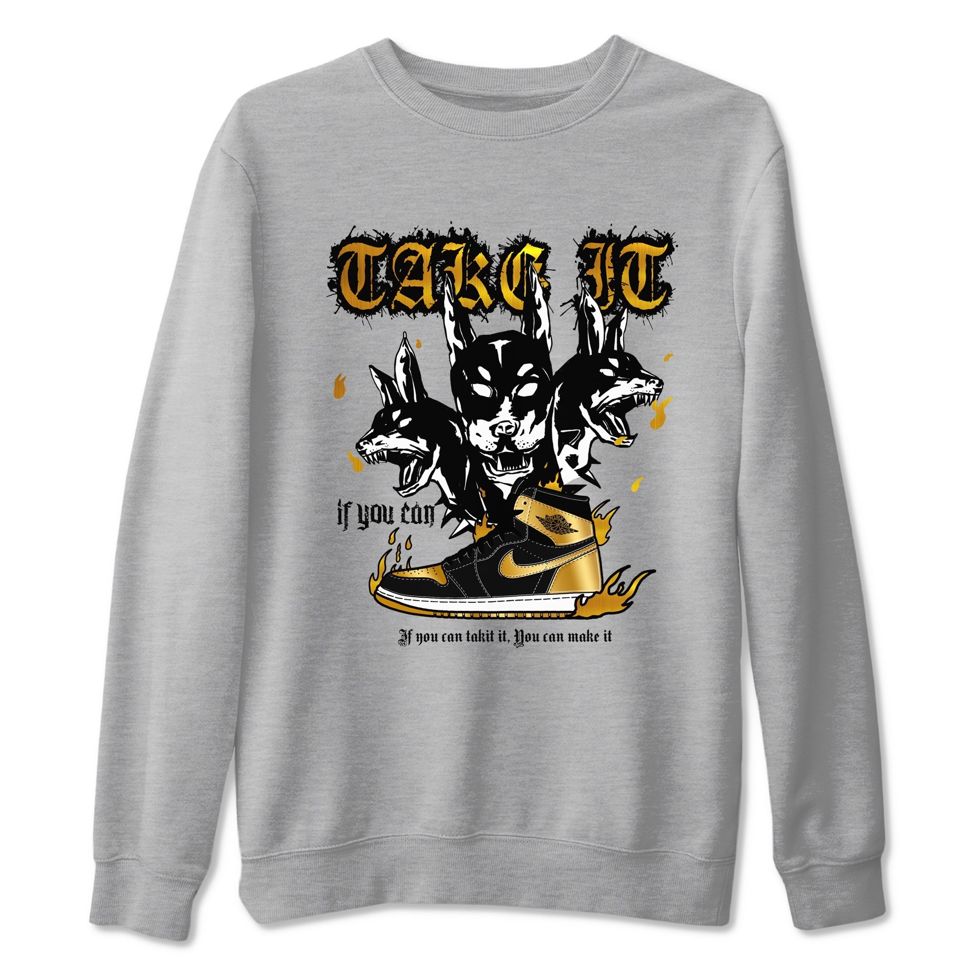 Hell Hounds snkmatch Tees - Air Jordan 1 Black Metallic Gold