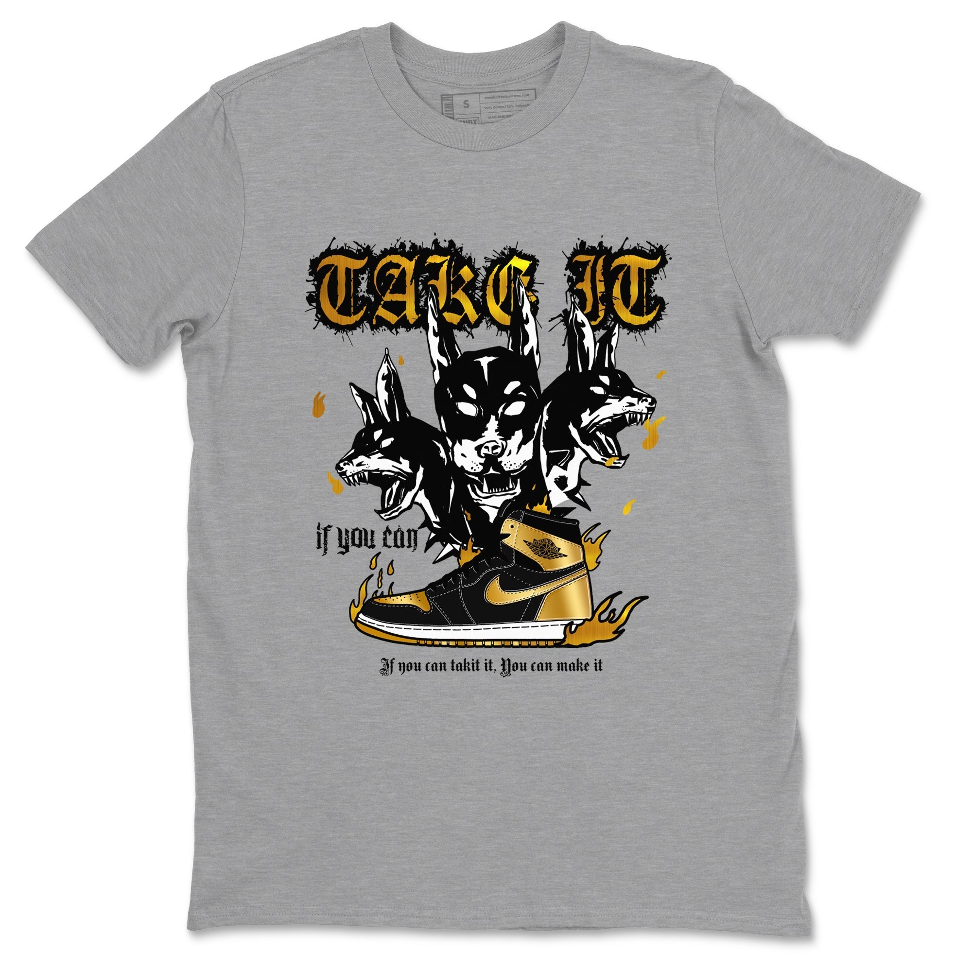 Hell Hounds snkmatch Tees - Air Jordan 1 Black Metallic Gold