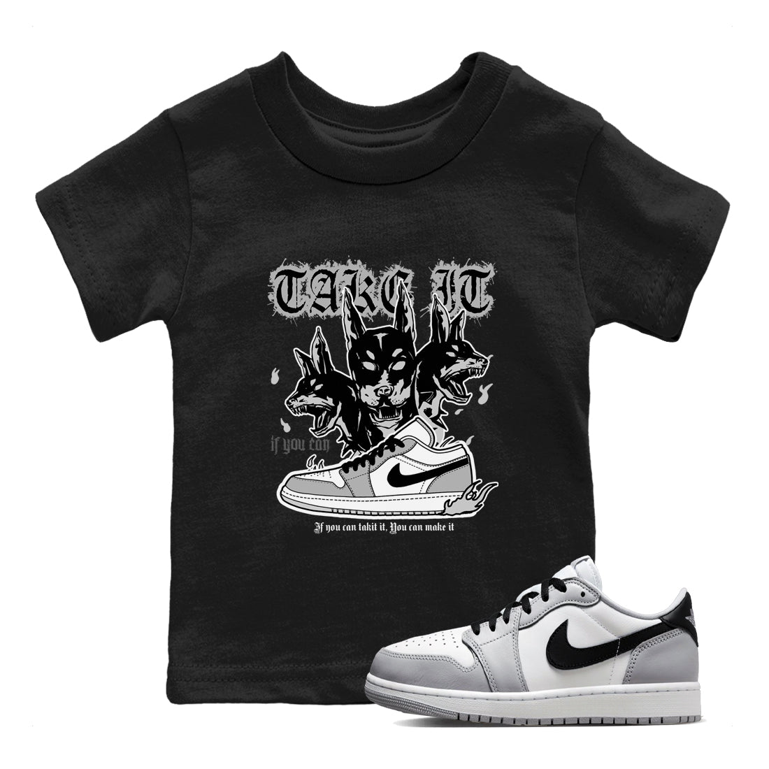Hell Hounds snkmatch Tees Kids - Air Jordan 1 Wolf Grey
