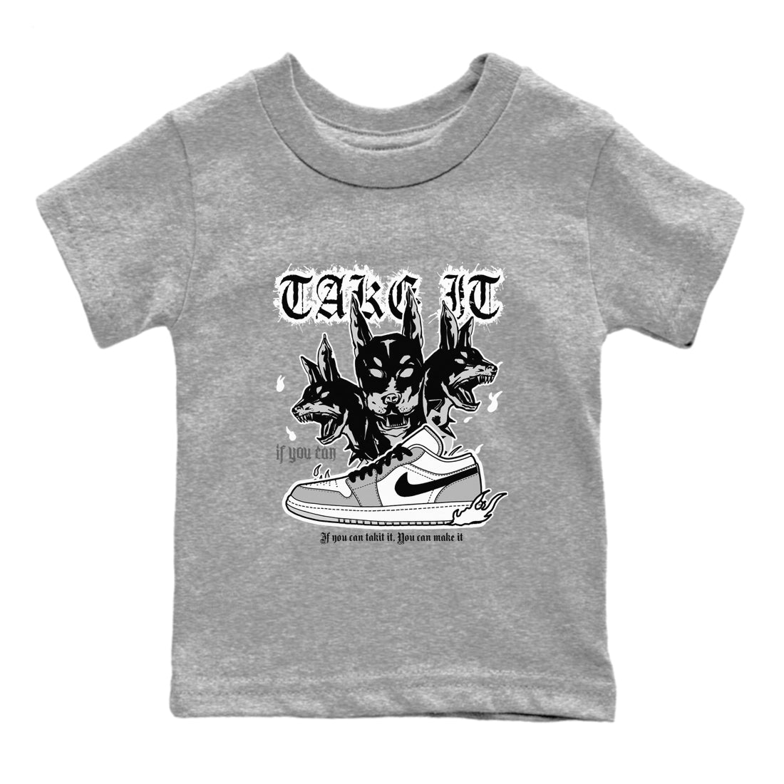 Hell Hounds snkmatch Tees Kids - Air Jordan 1 Wolf Grey