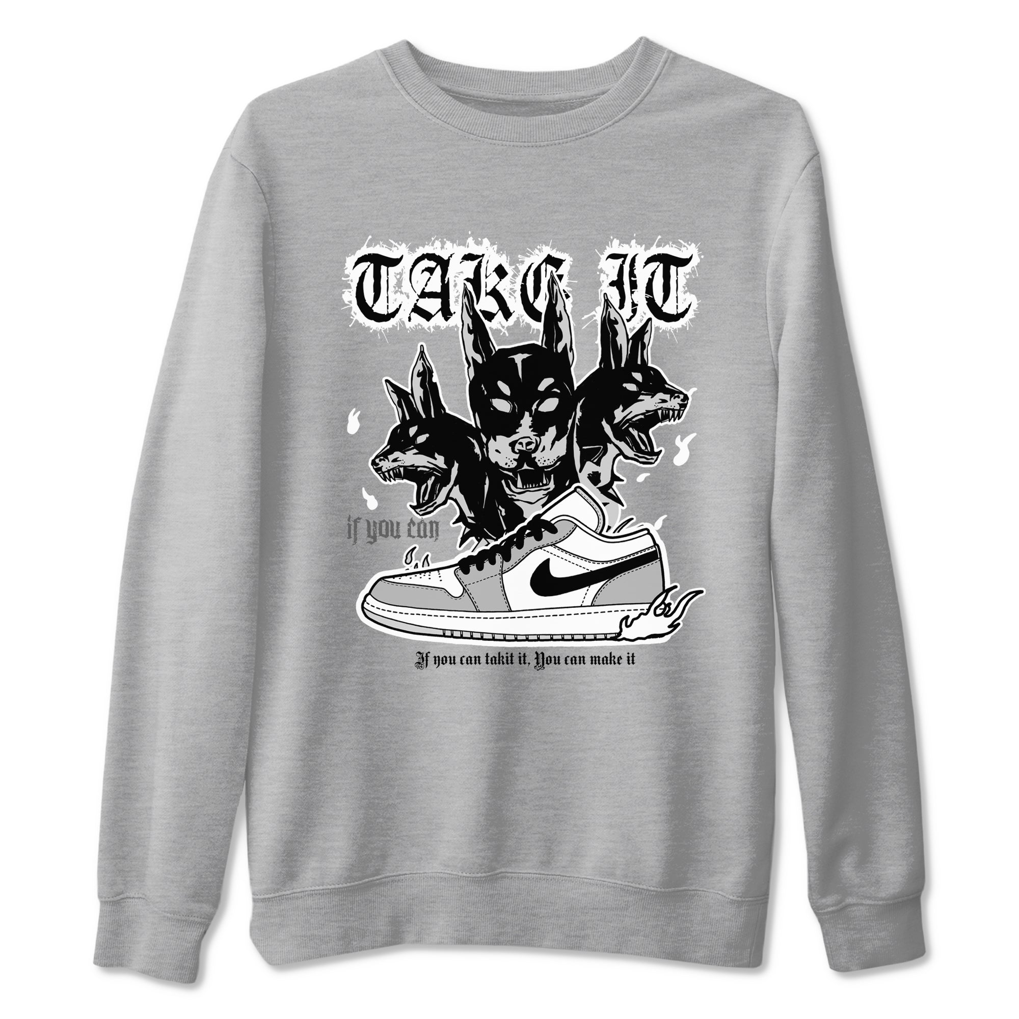 Hell Hounds snkmatch Tees - Air Jordan 1 Wolf Grey