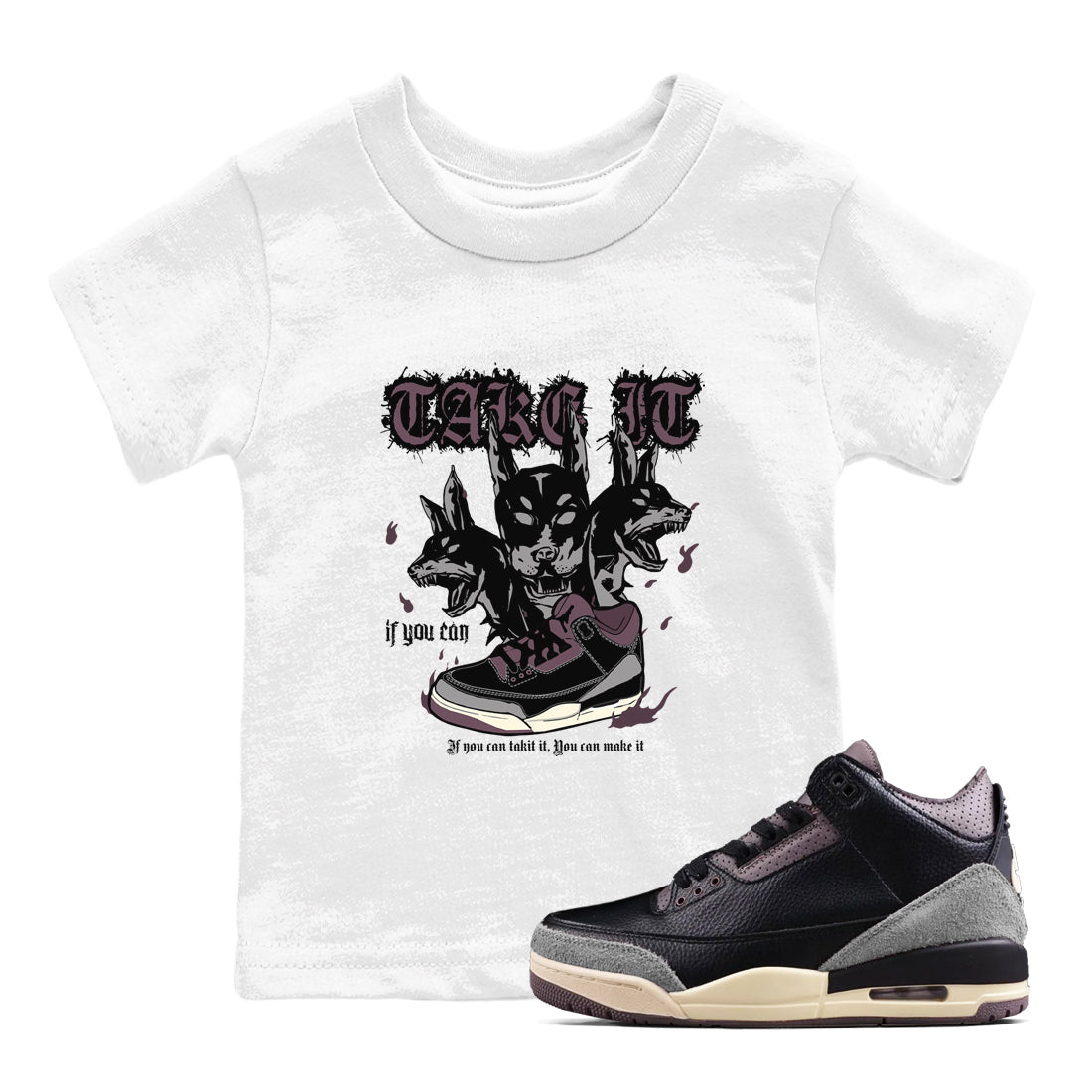 Hell Hounds snkmatch Tees Kids - Air Jordan 3 A Ma Maniere x Black
