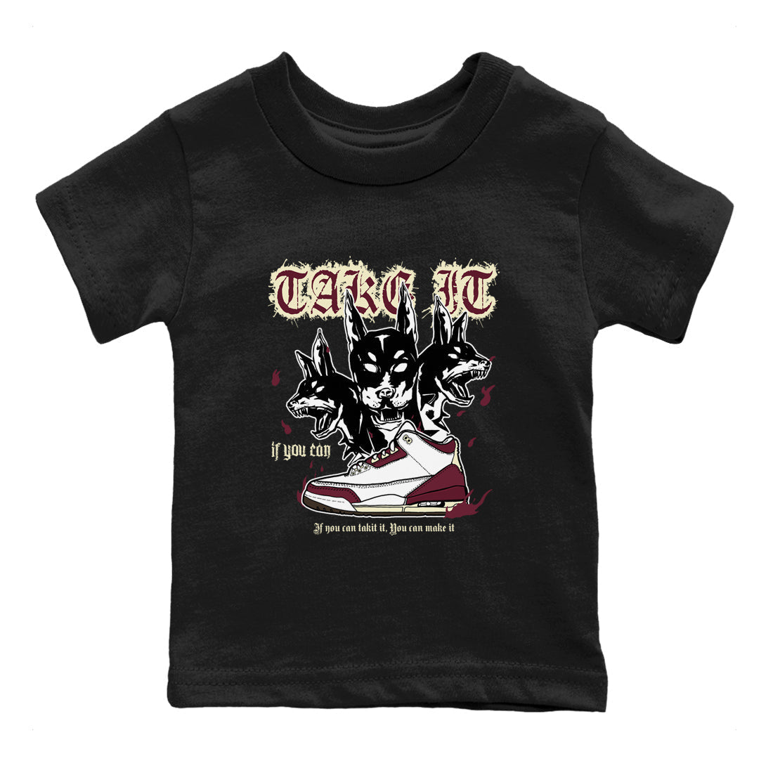 Hell Hounds snkmatch Tees Kids - Air Jordan 3 A Ma Maniere x Burgundy Crush