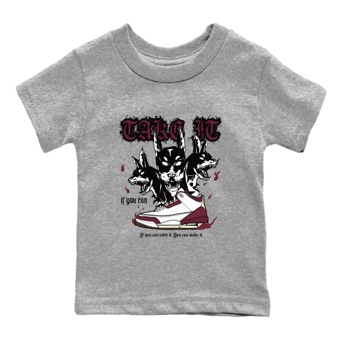 Hell Hounds snkmatch Tees Kids - Air Jordan 3 A Ma Maniere x Burgundy Crush