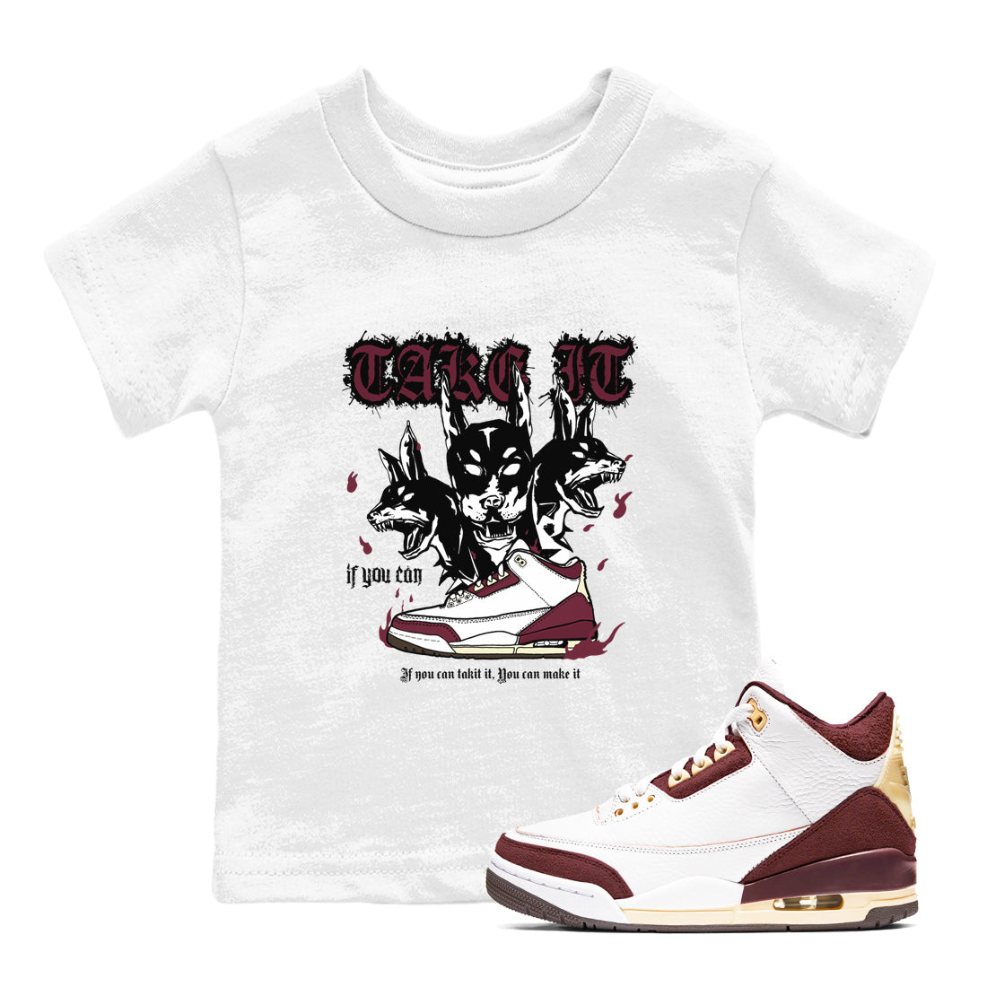 Hell Hounds snkmatch Tees Kids - Air Jordan 3 A Ma Maniere x Burgundy Crush