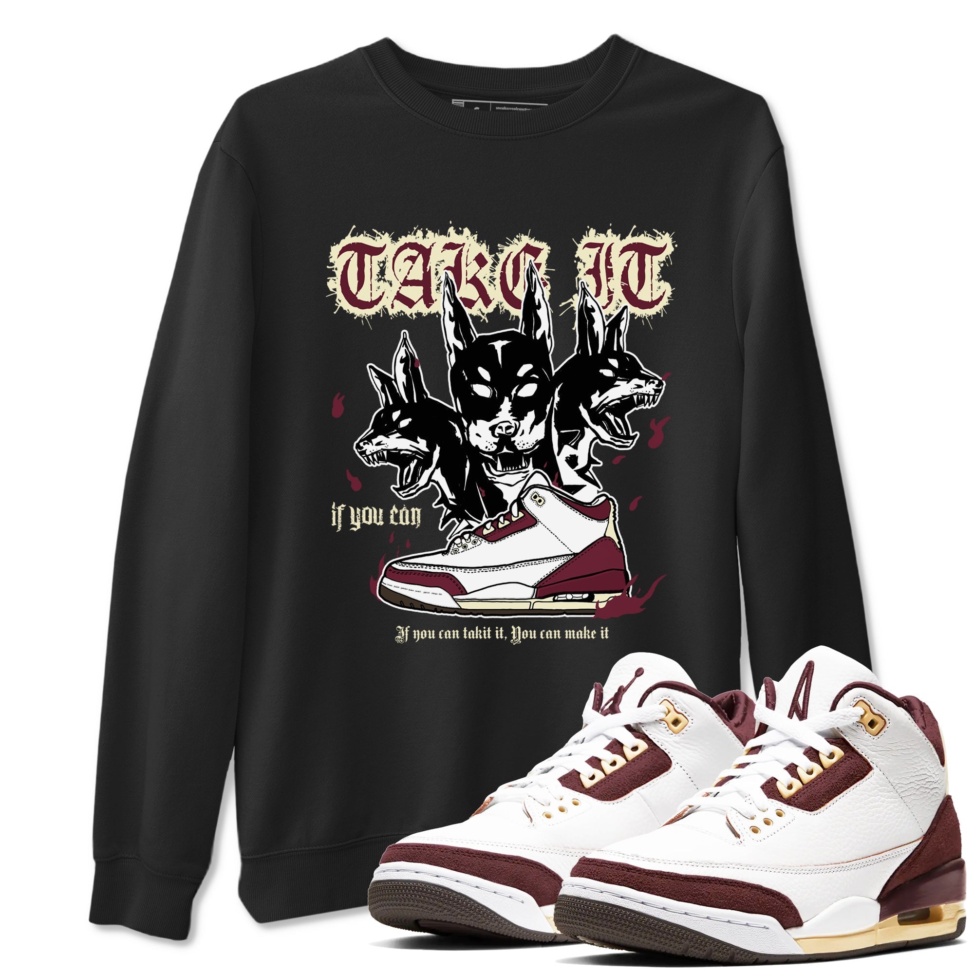 Hell Hounds snkmatch Tees - Air Jordan 3 A Ma Maniere x Burgundy Crush