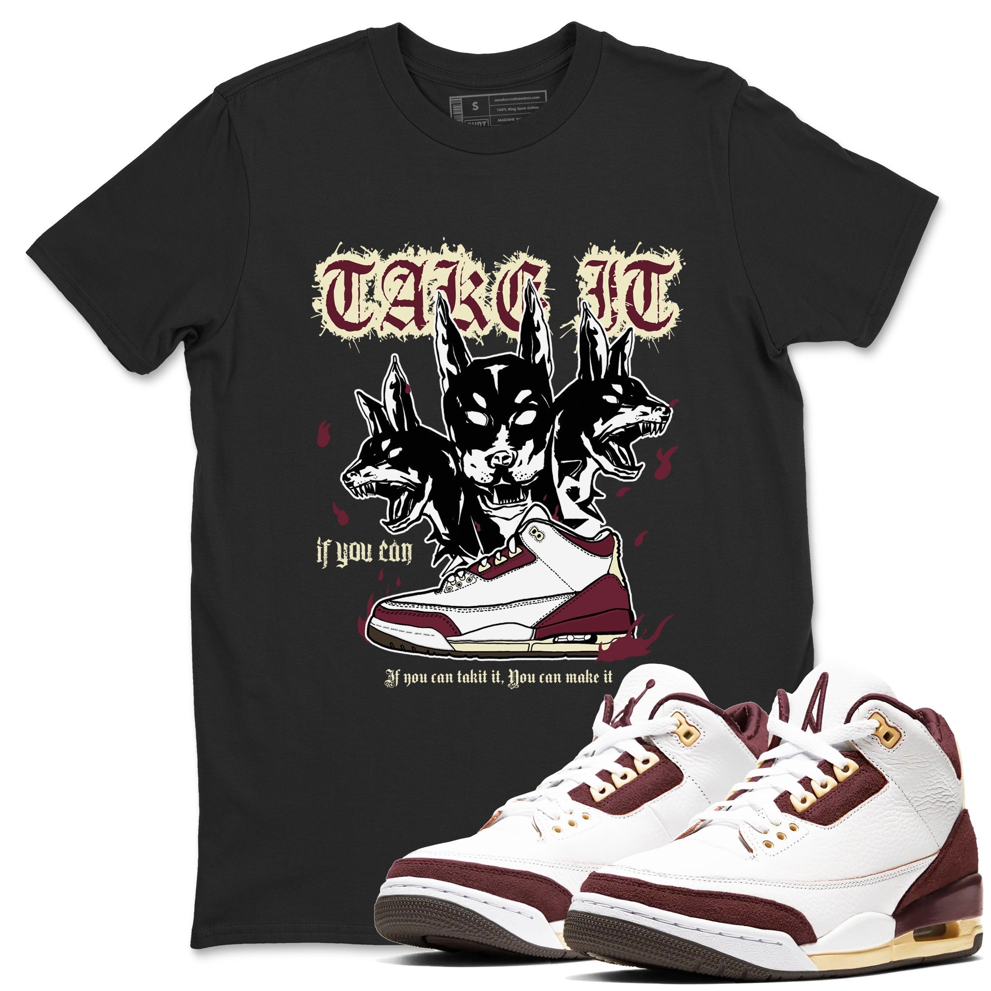 Hell Hounds snkmatch Tees - Air Jordan 3 A Ma Maniere x Burgundy Crush