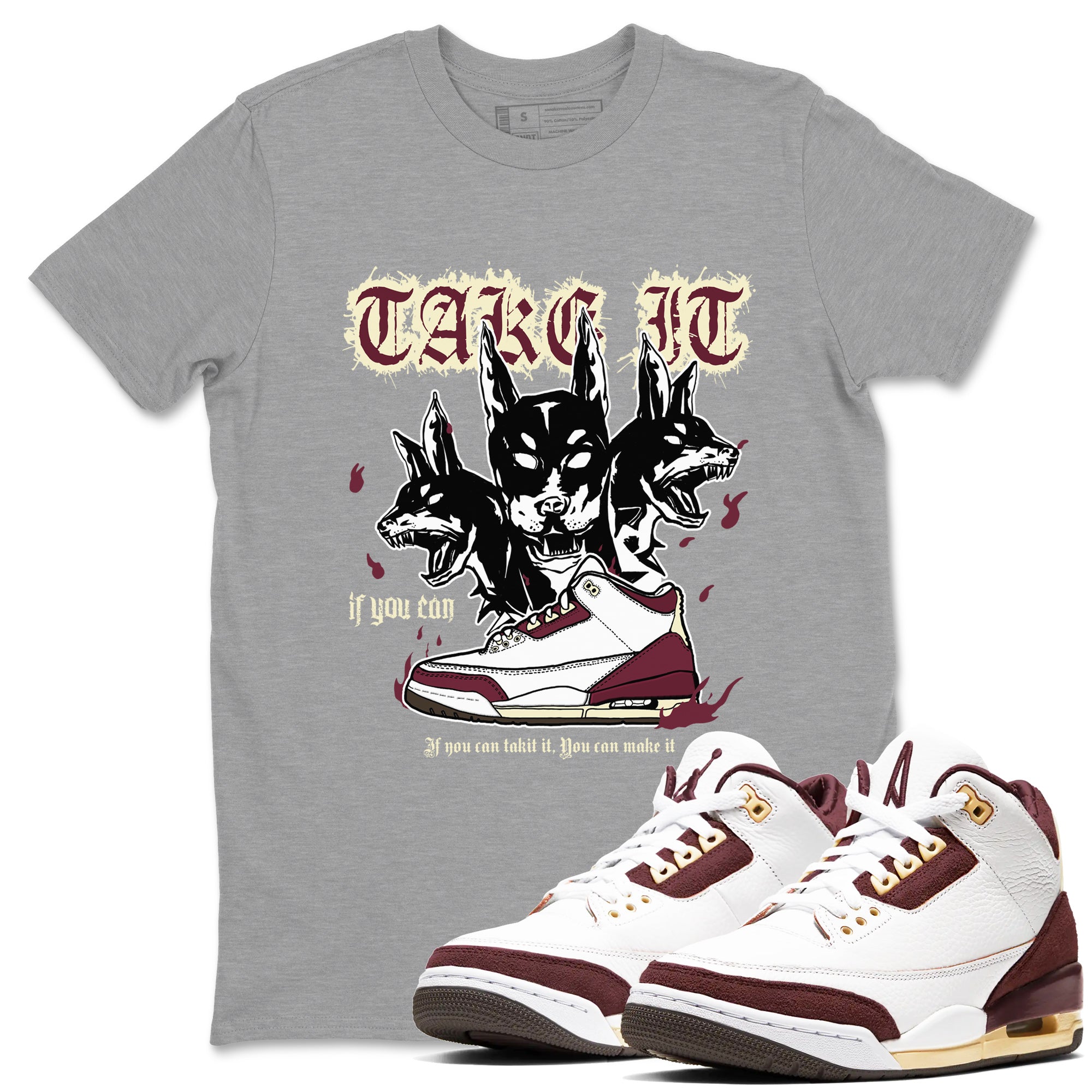 Hell Hounds snkmatch Tees - Air Jordan 3 A Ma Maniere x Burgundy Crush