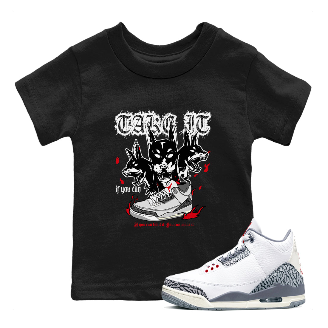 Hell Hounds snkmatch Tees Kids - Air Jordan 3 Cement Grey