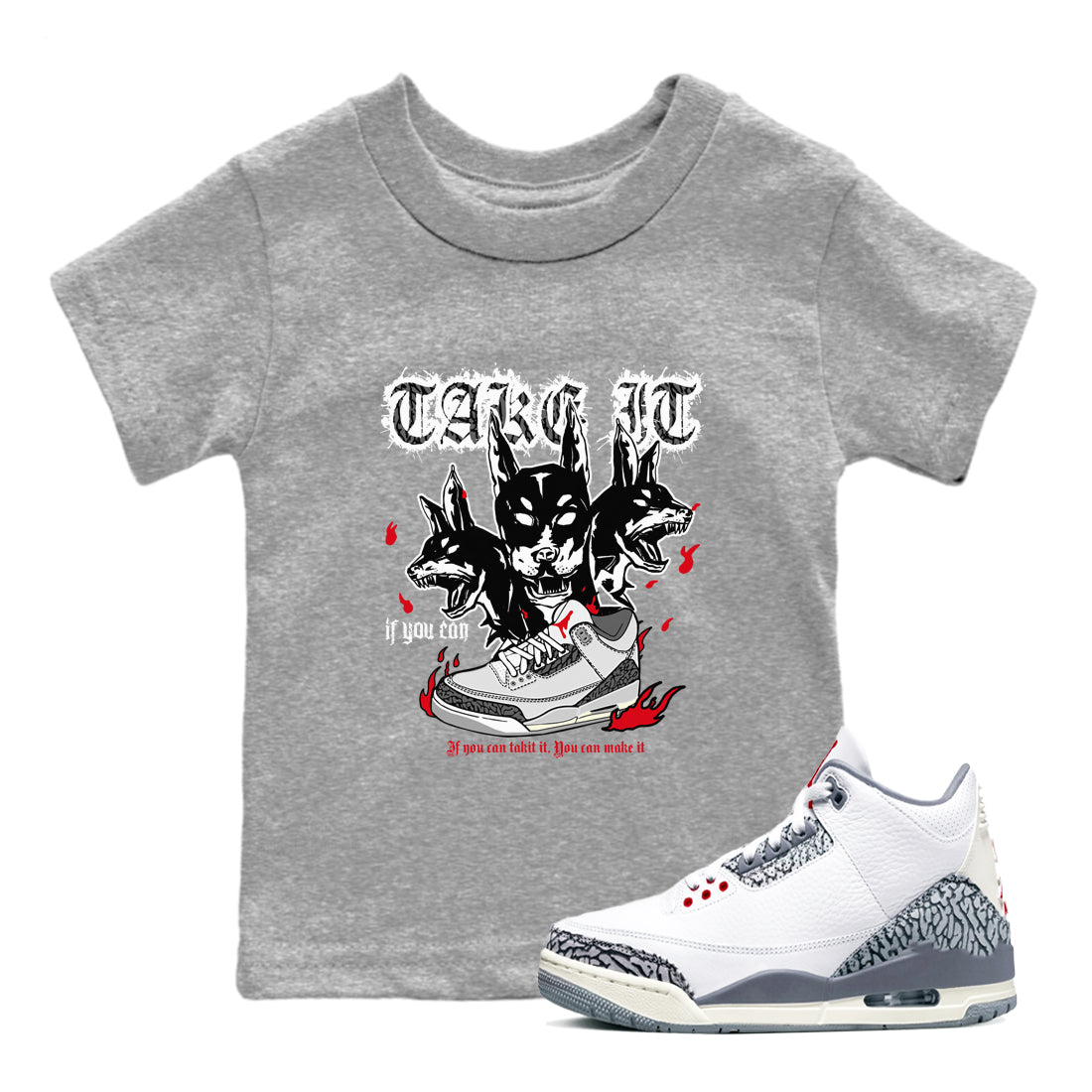 Hell Hounds snkmatch Tees Kids - Air Jordan 3 Cement Grey