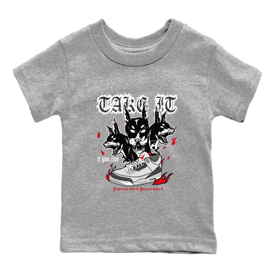 Hell Hounds snkmatch Tees Kids - Air Jordan 3 Cement Grey