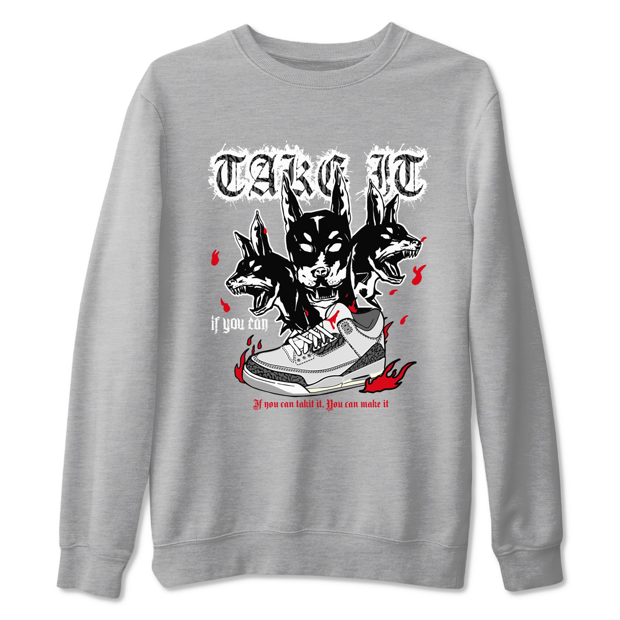 Hell Hounds snkmatch Tees - Air Jordan 3 Cement Grey