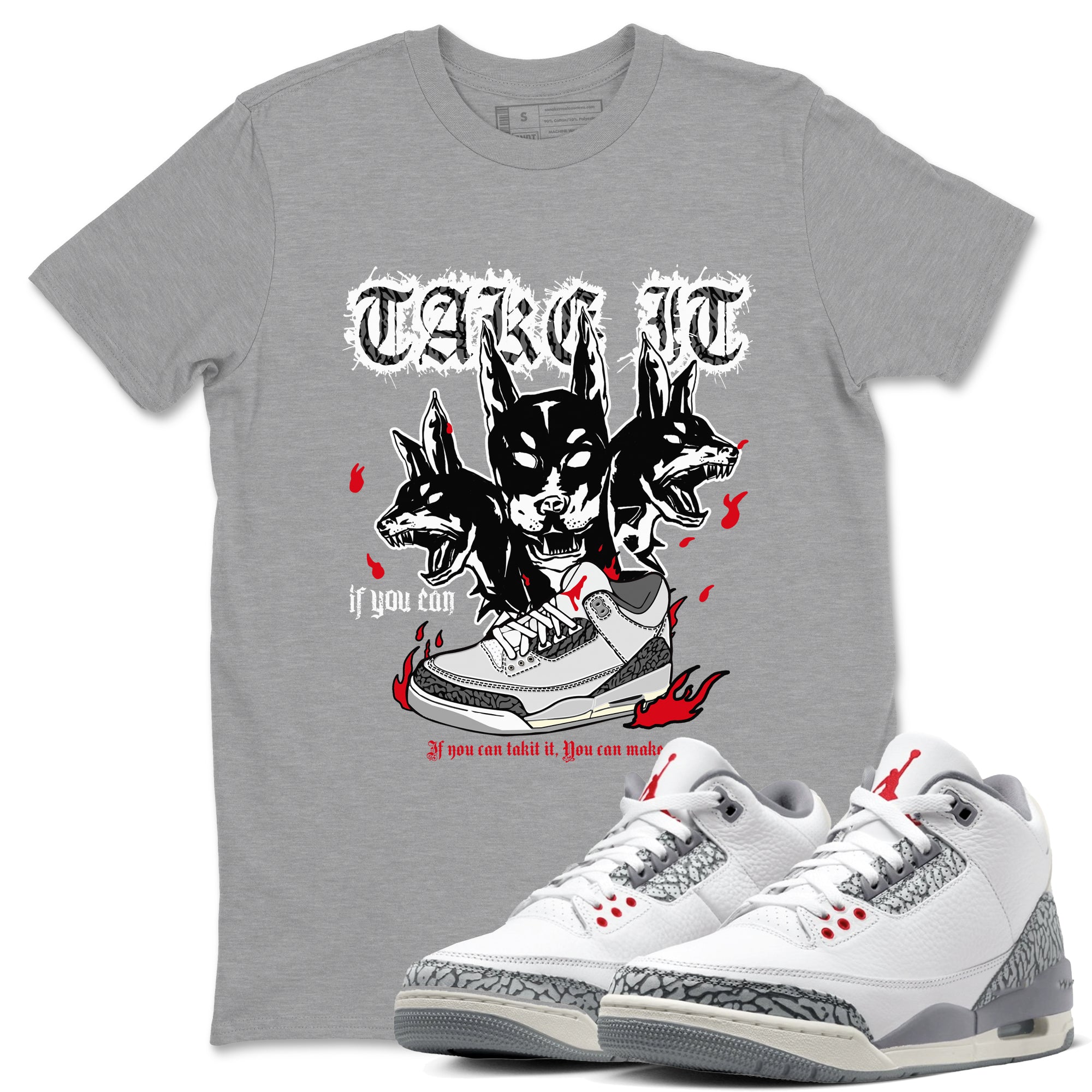 Hell Hounds snkmatch Tees - Air Jordan 3 Cement Grey