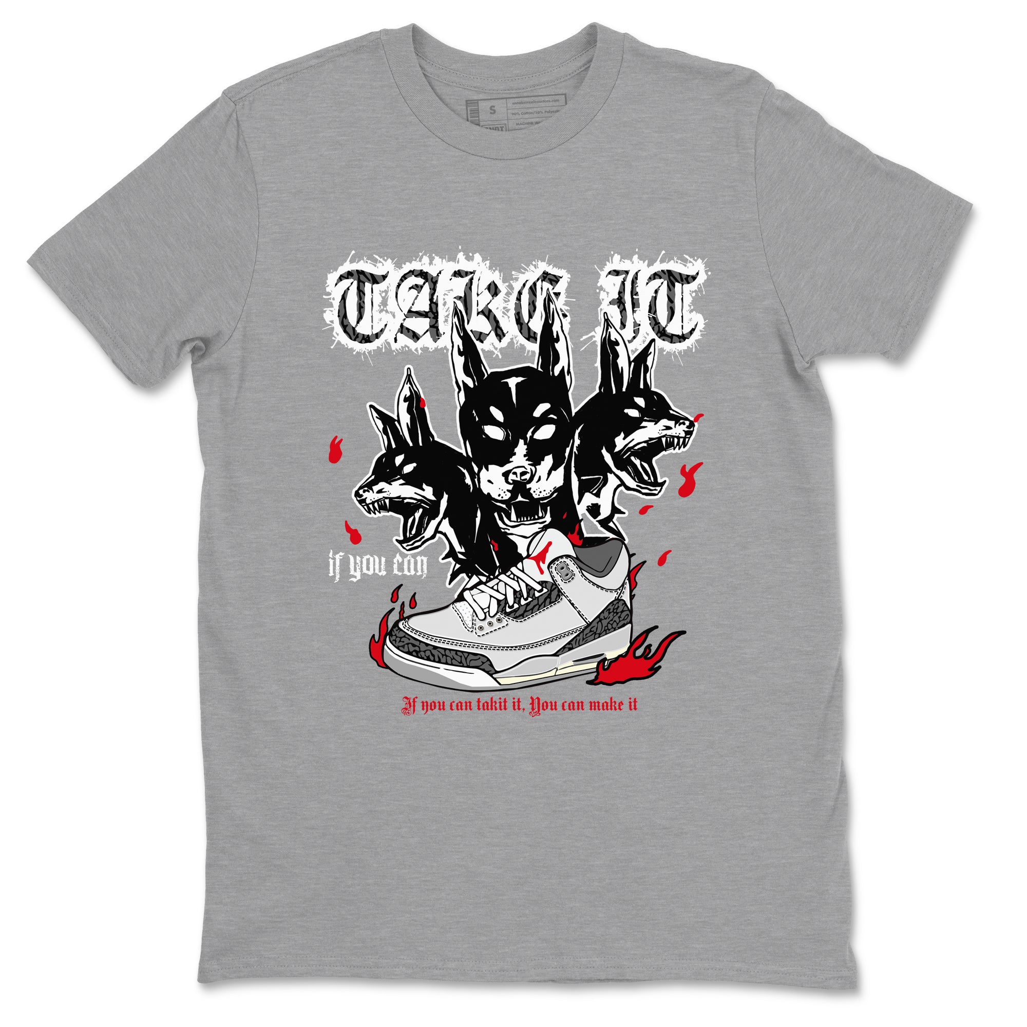 Hell Hounds snkmatch Tees - Air Jordan 3 Cement Grey