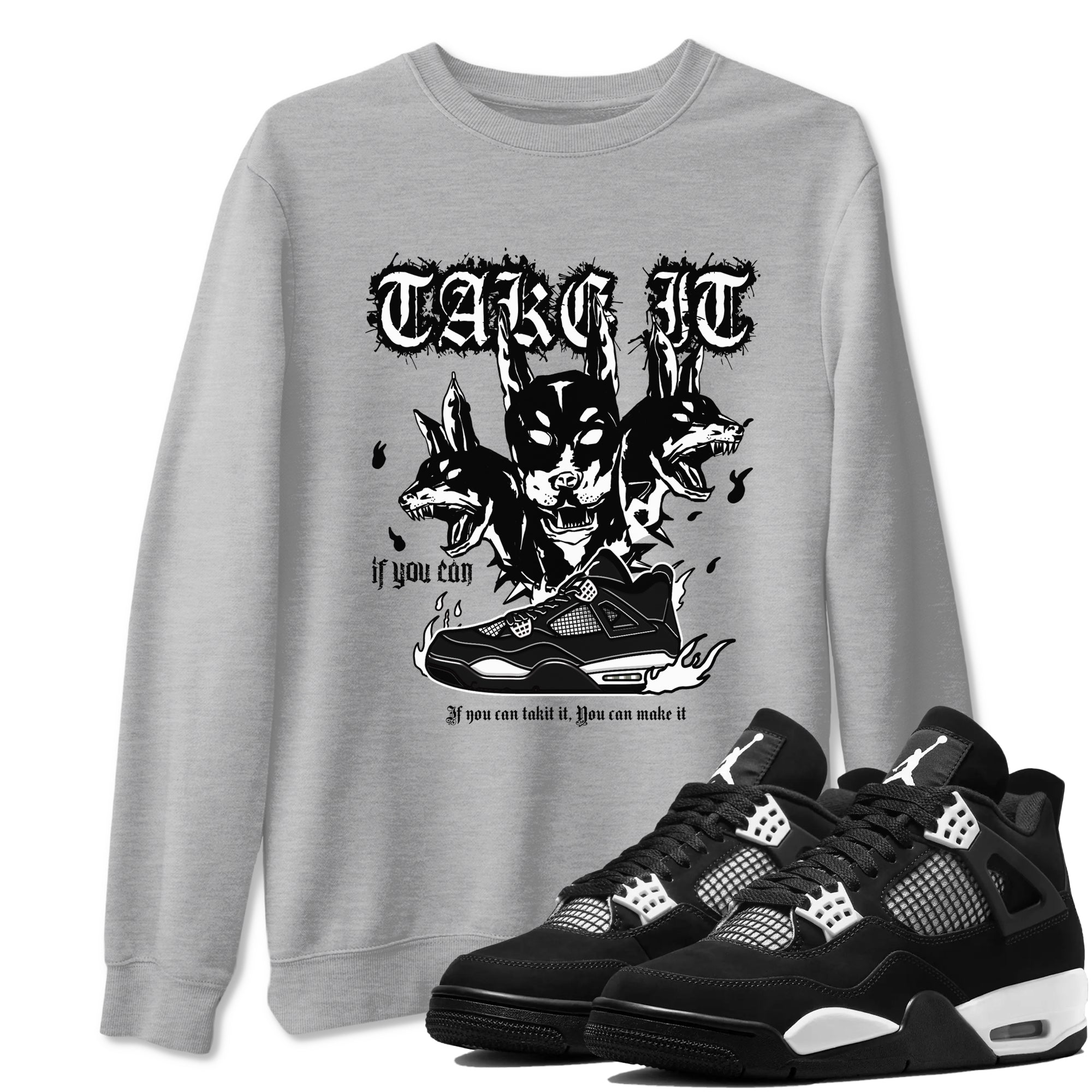 Hell Hounds snkmatch Tees - Air Jordan 4 White Thunder