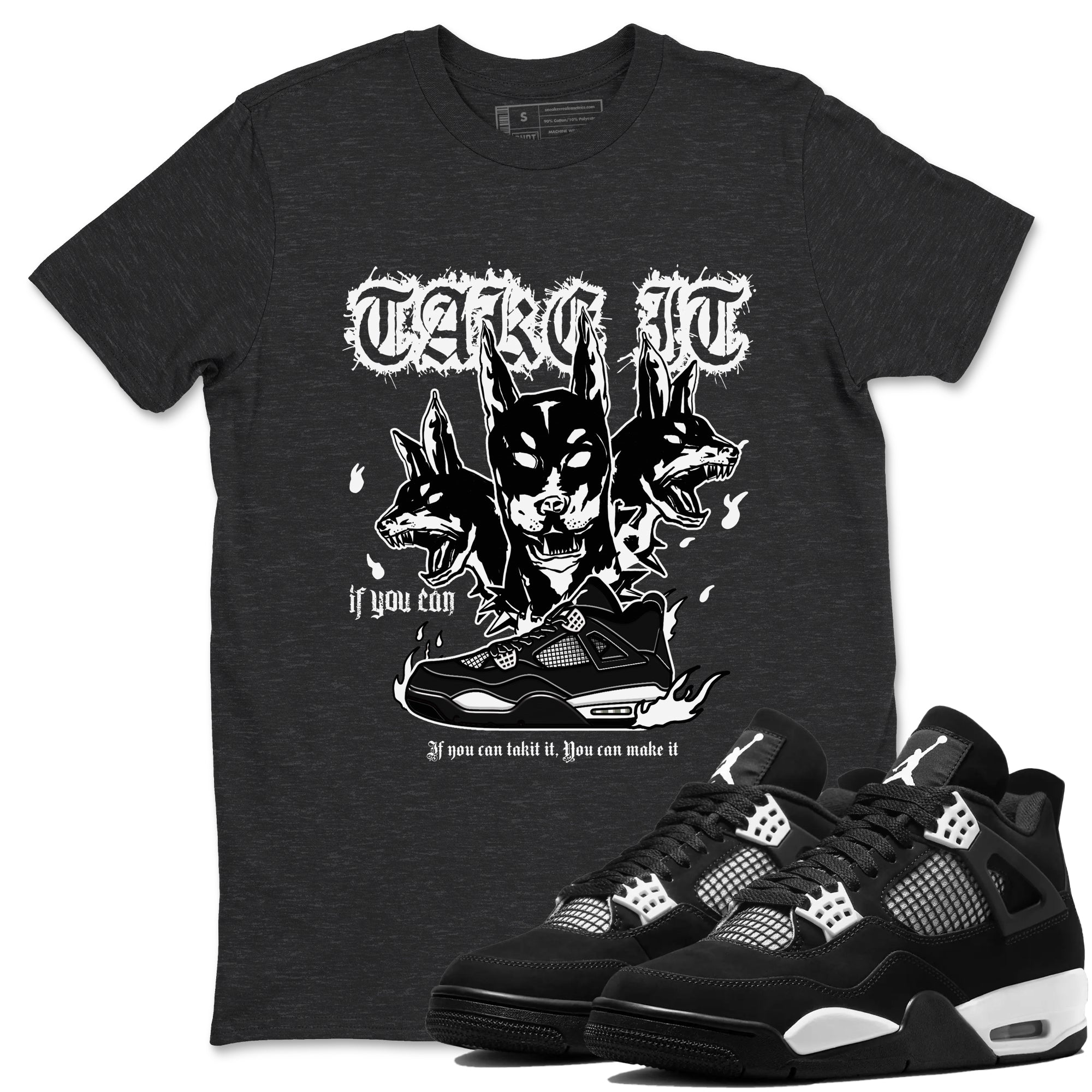Hell Hounds snkmatch Tees - Air Jordan 4 White Thunder