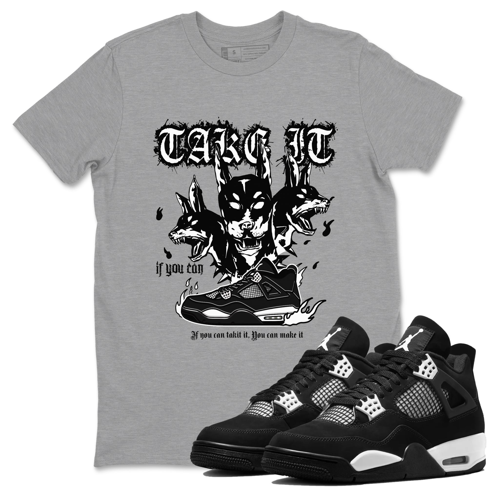 Hell Hounds snkmatch Tees - Air Jordan 4 White Thunder