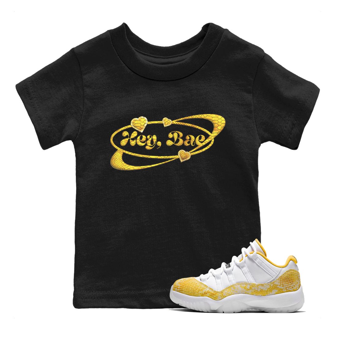 Hey Bae Kids Tops - Air Jordan 11 Yellow Python