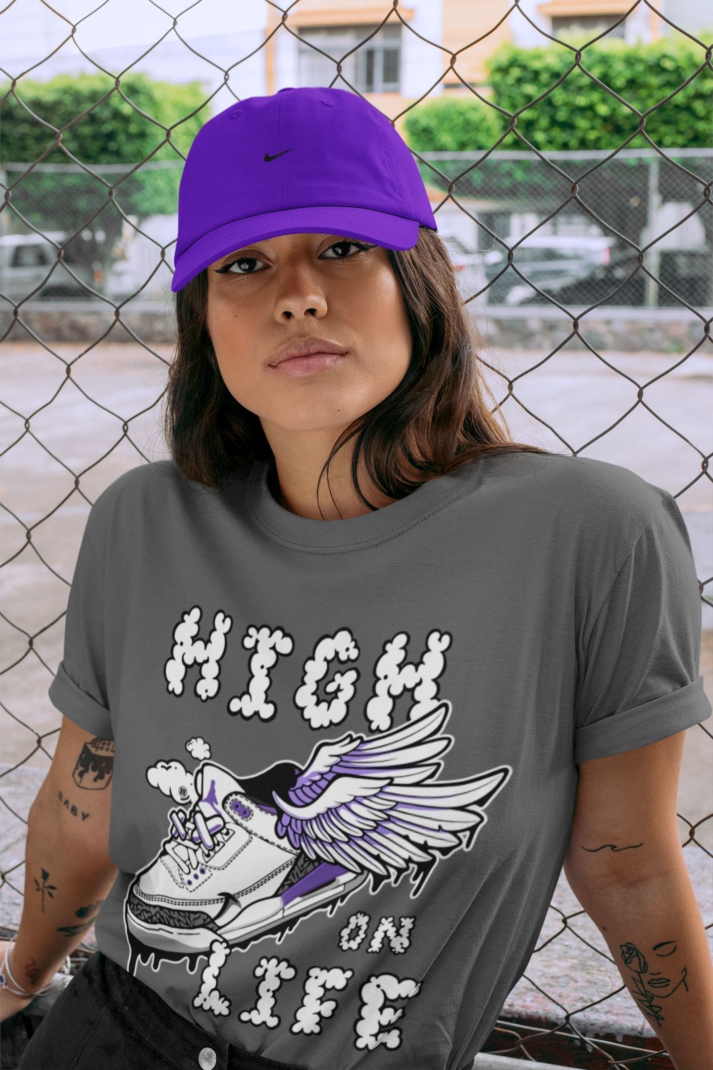 High On Life Unisex Tops - Air Jordan 3 Dark Iris