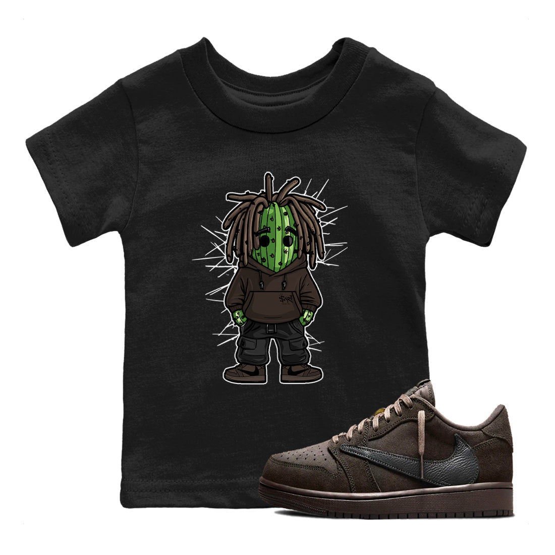 Hip Hop Cactus snkmatch Tees Kids - Air Jordan 1 Travis Scott Velvet Brown