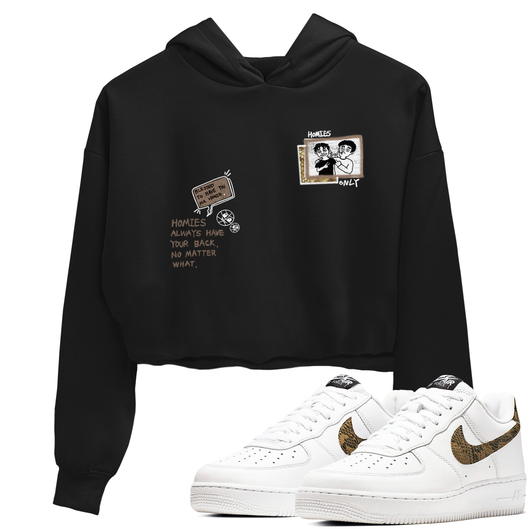Homies Only snkmatch Women's Top - Air Force 1 Ivory Snake