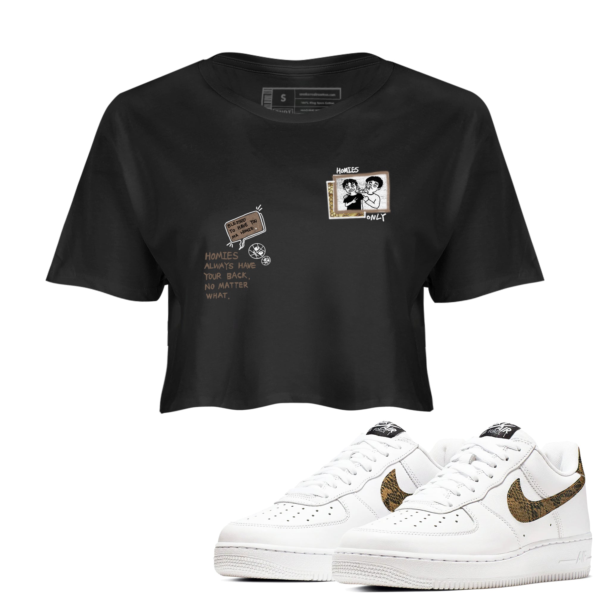 Homies Only snkmatch Women's Top - Air Force 1 Ivory Snake