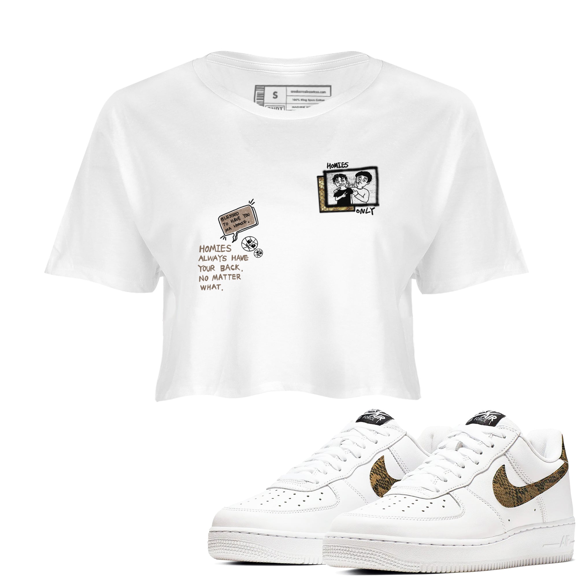 Homies Only snkmatch Women's Top - Air Force 1 Ivory Snake